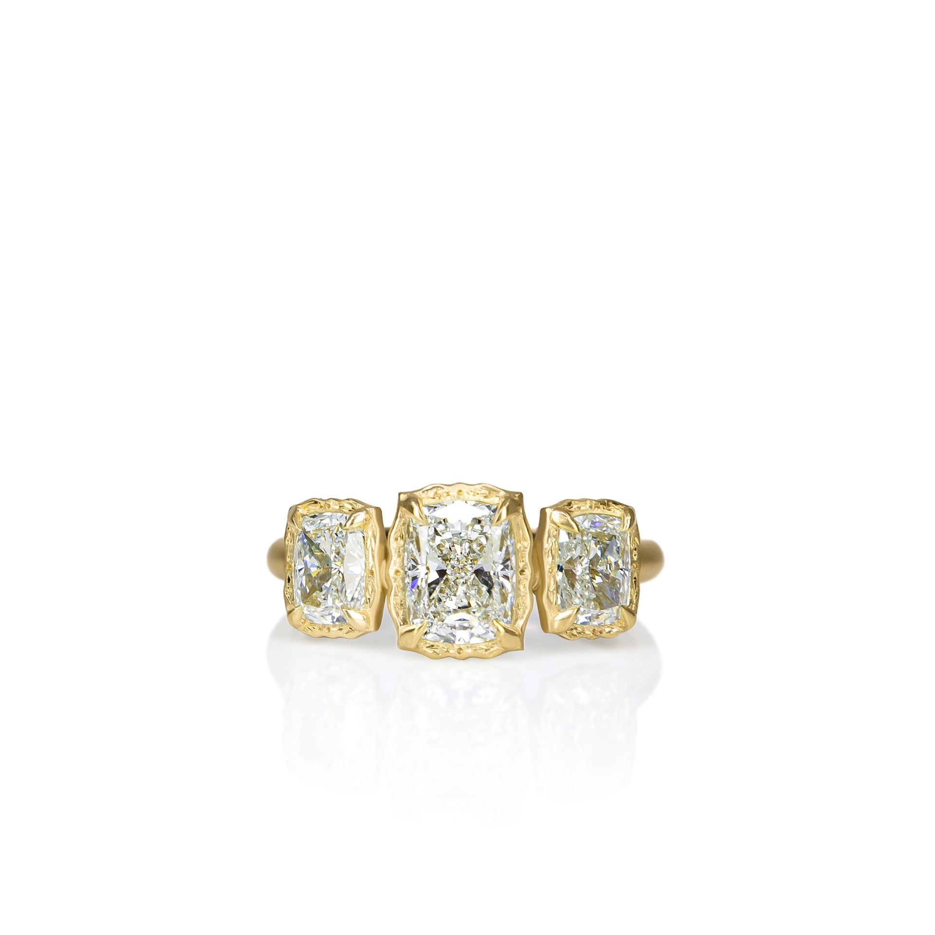Three Stone Lotus Ring - 1.00ct center