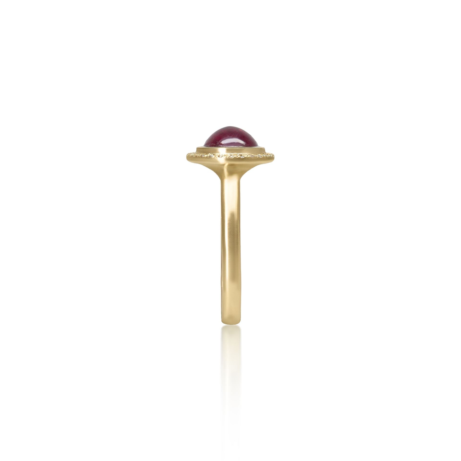 Ruby Cabochon Halo Ring