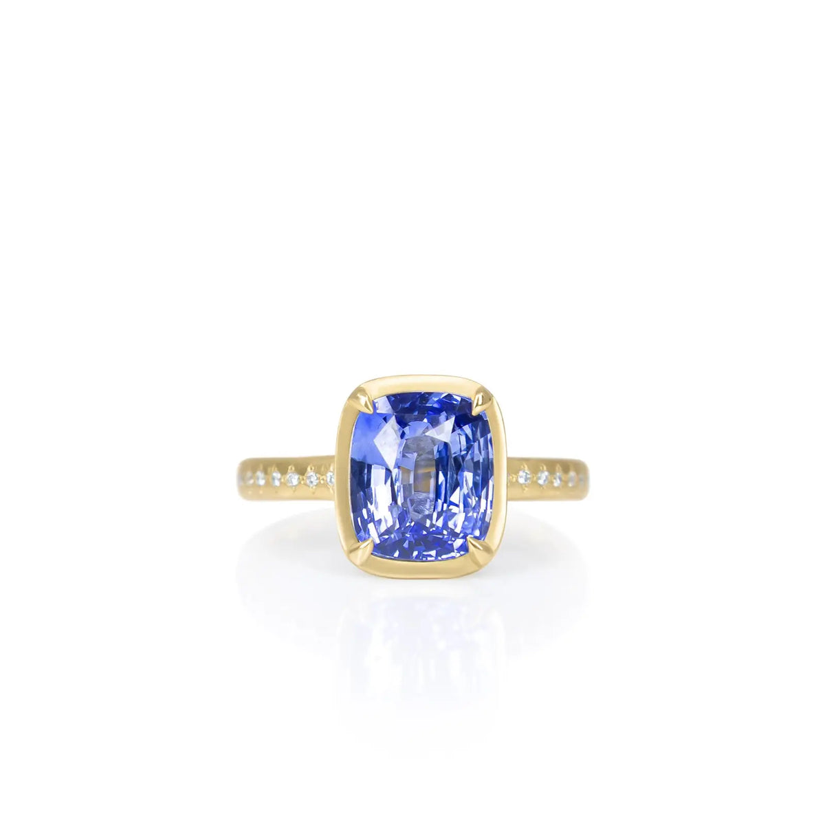 Cushion Blue Sapphire Polaris Ring