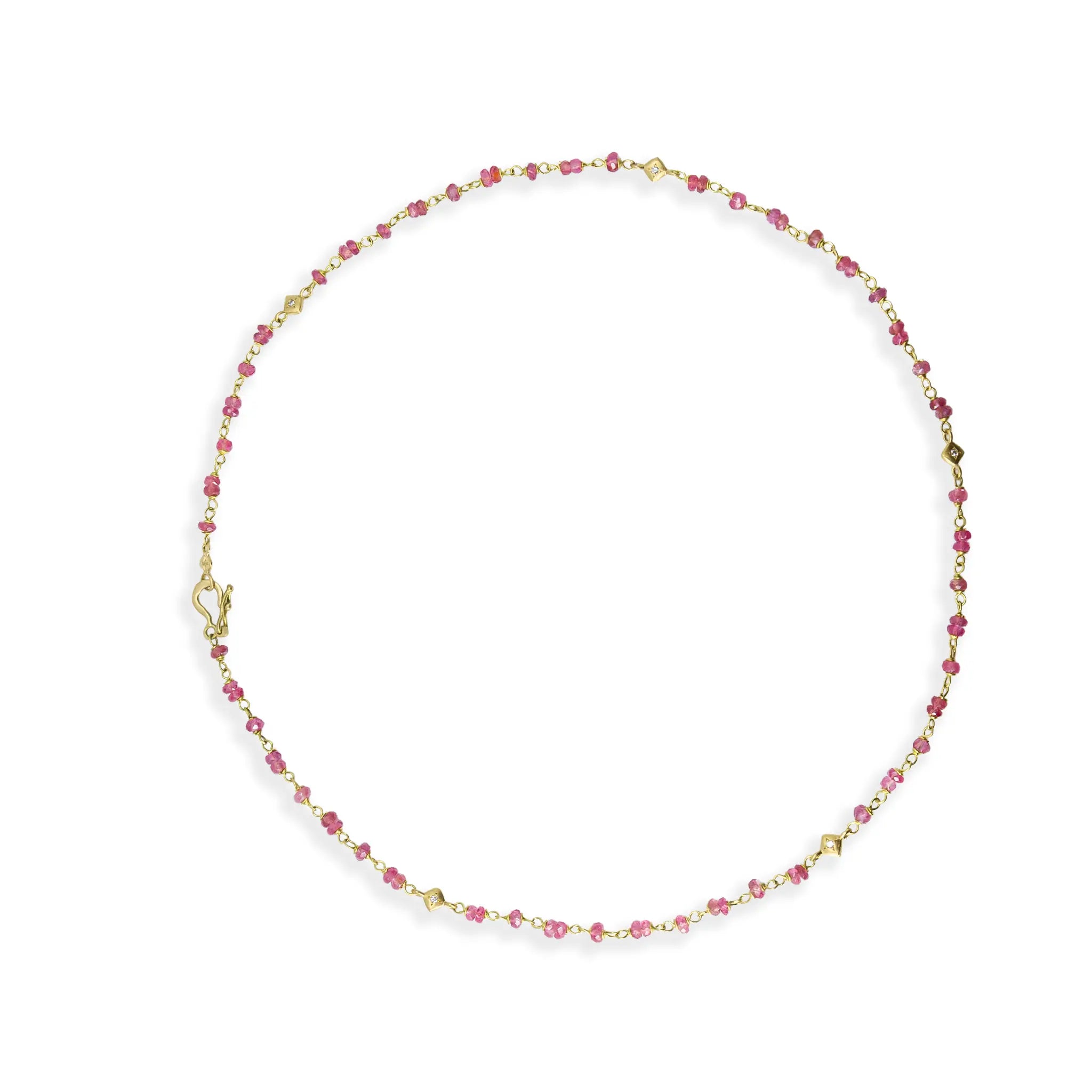 Pink Spinel Beaded Necklace - 16 Inches