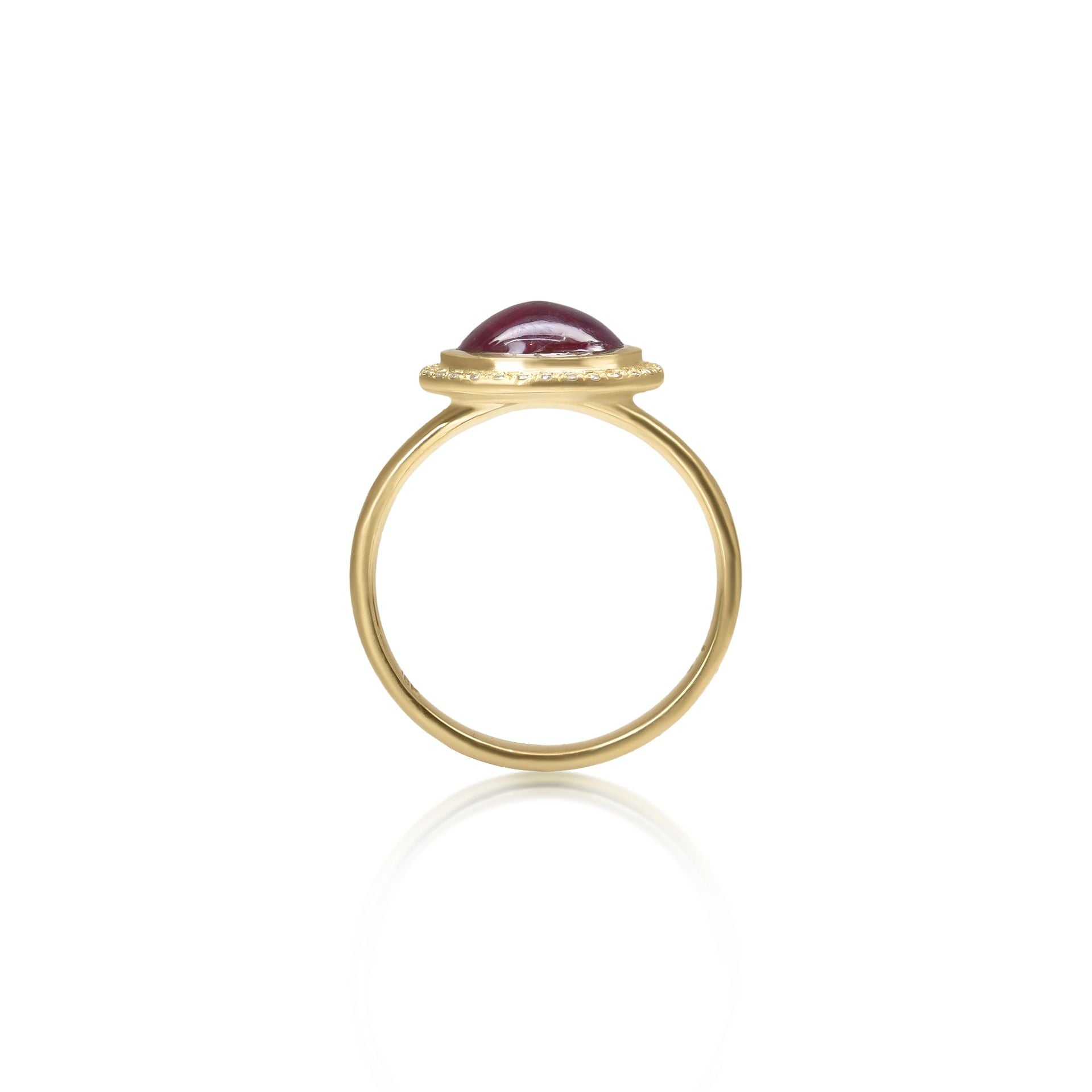 Ruby Cabochon Halo Ring
