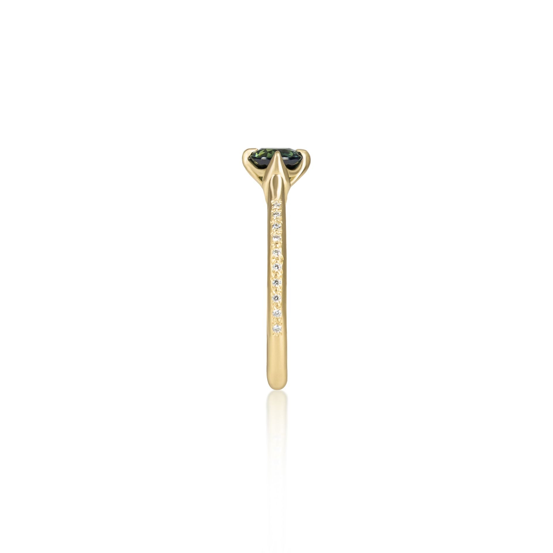 Teal Sapphire Rosehip Ring - 0.76ct
