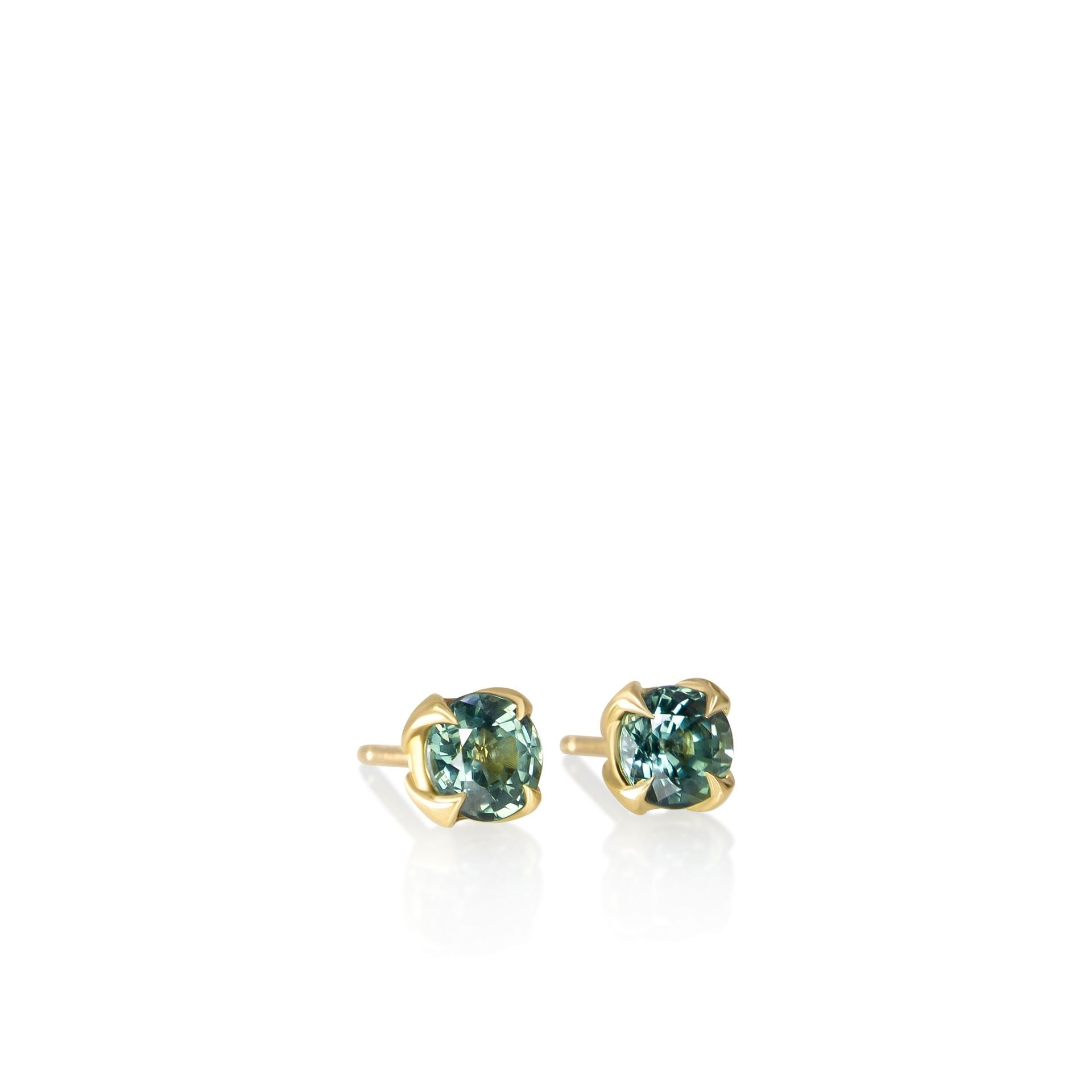 Green Sapphire Rosebud Studs