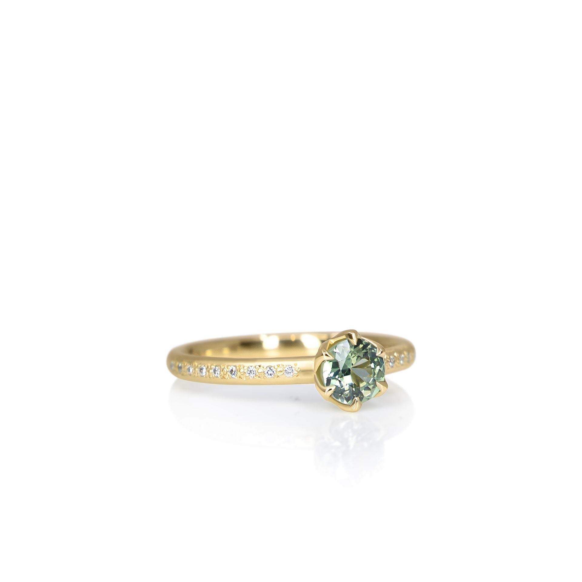 Green Sapphire Honeycomb Ring - 0.52ct