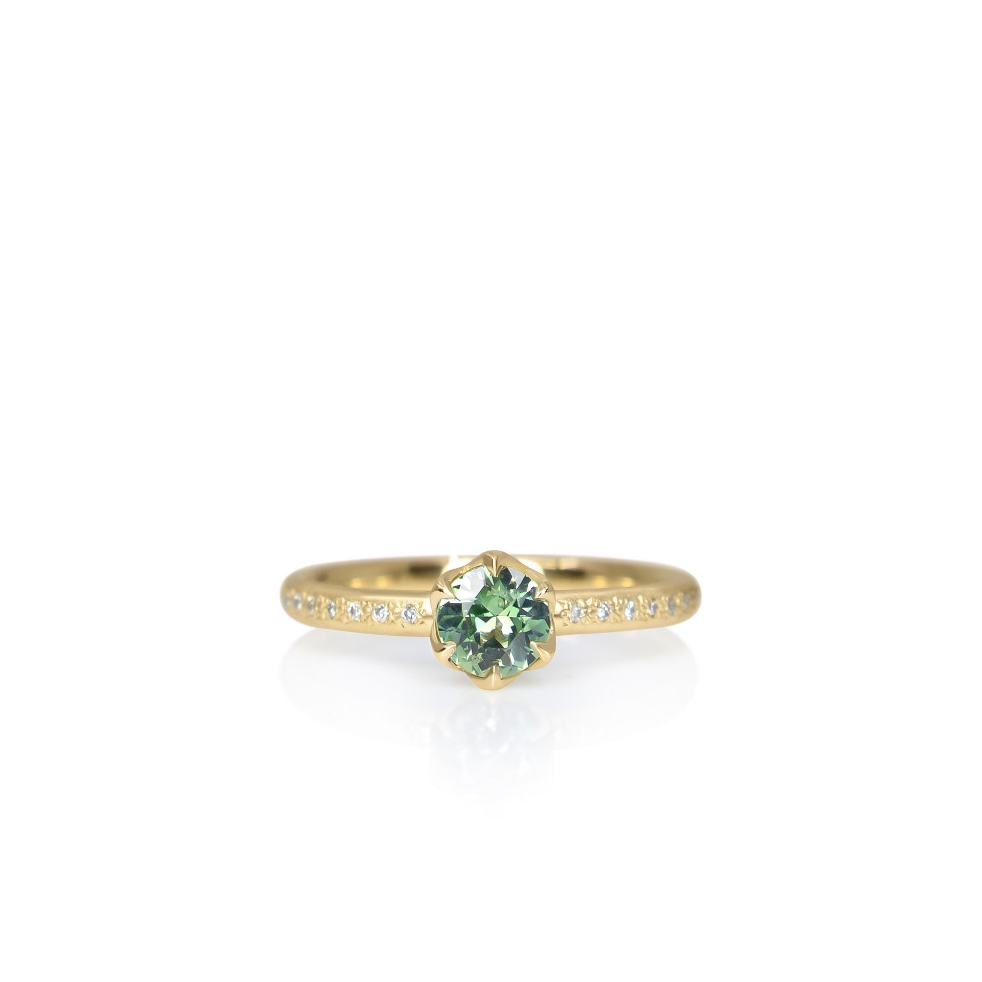 Green Sapphire Honeycomb Ring - 0.52ct