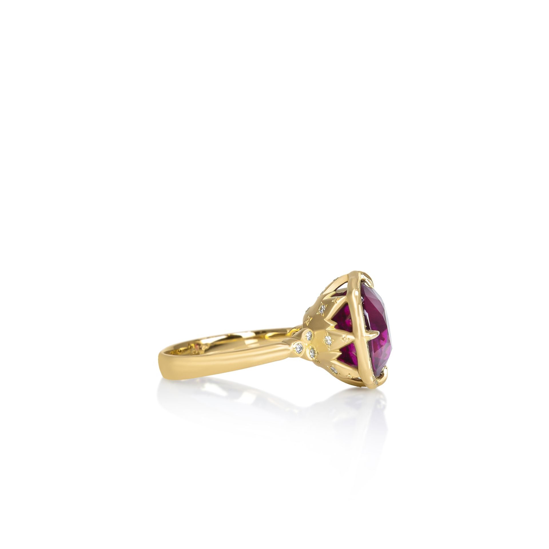 Rubellite Cushion Ring