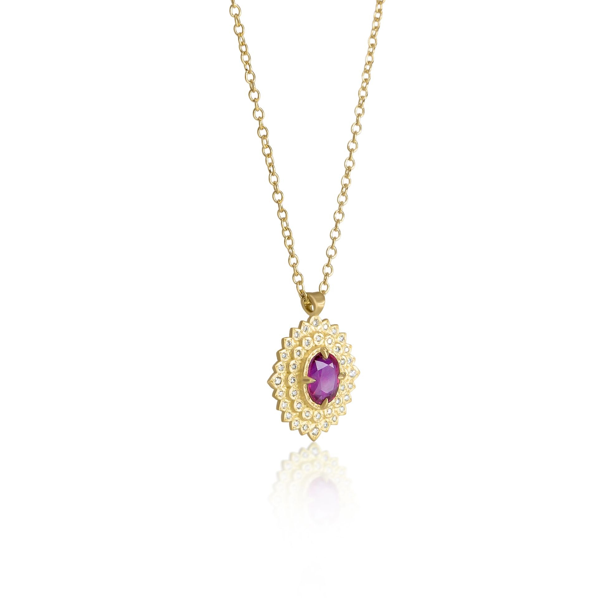Oval Ruby Flame Pendant