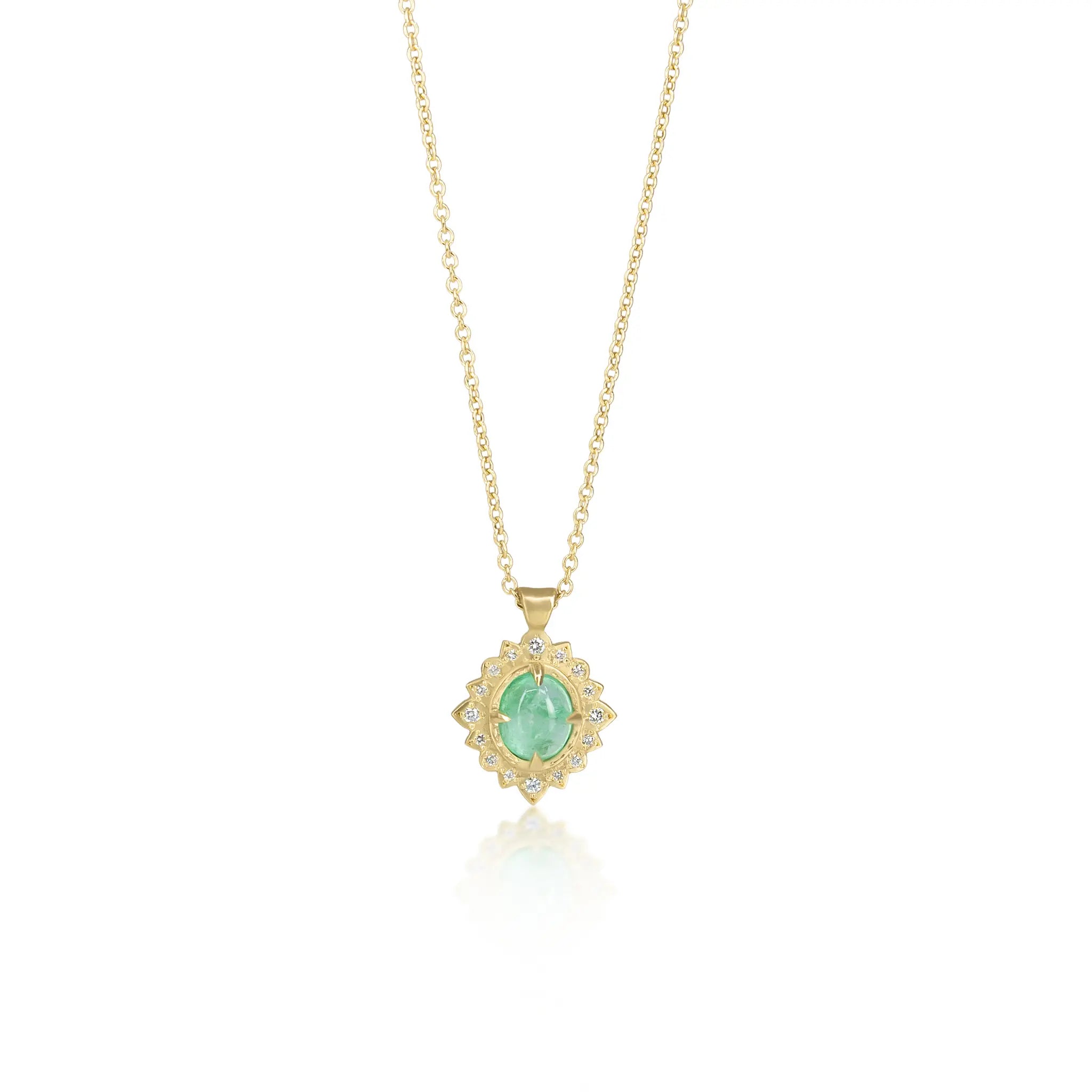Oval Emerald Flame Pendant