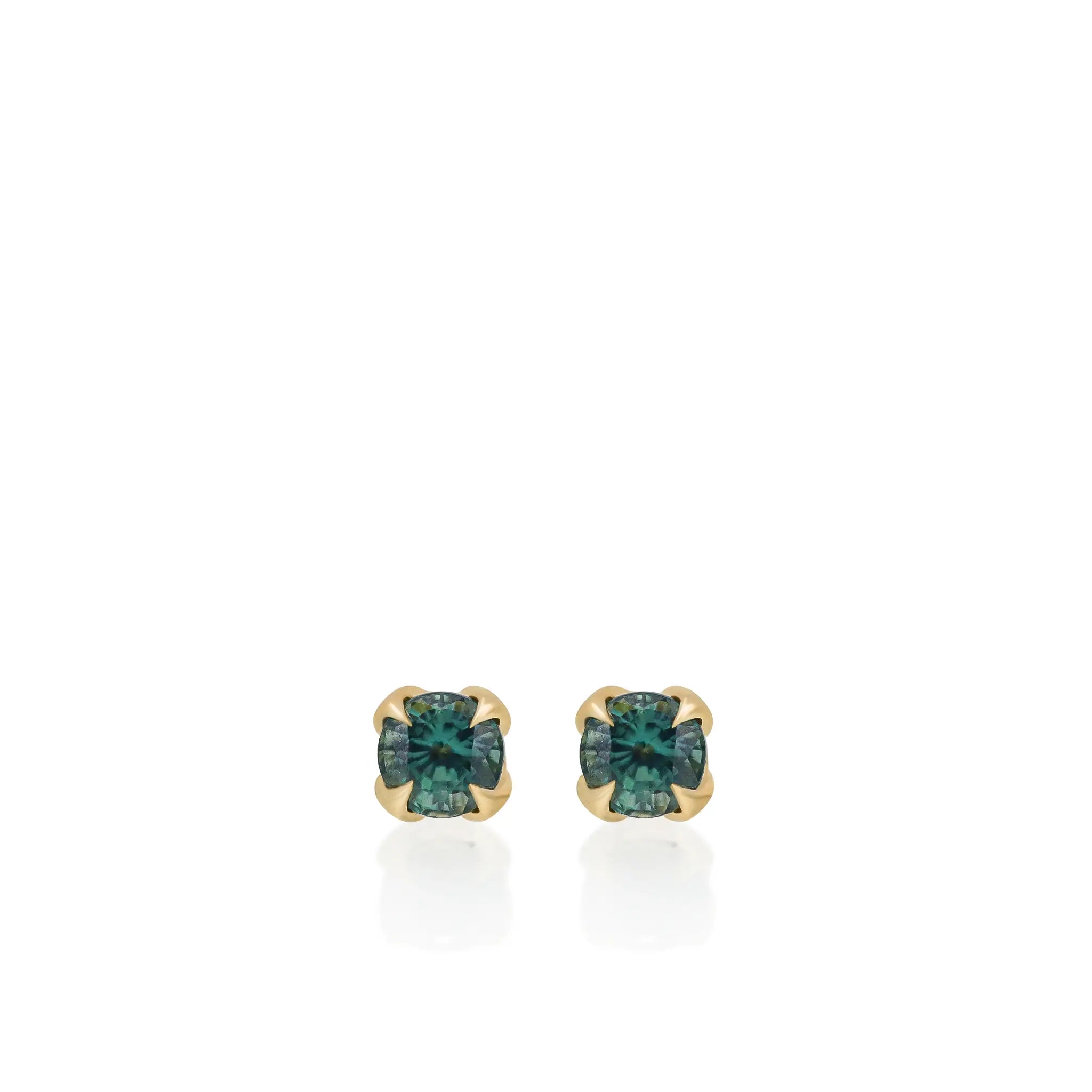 Green Sapphire Rosebud Studs