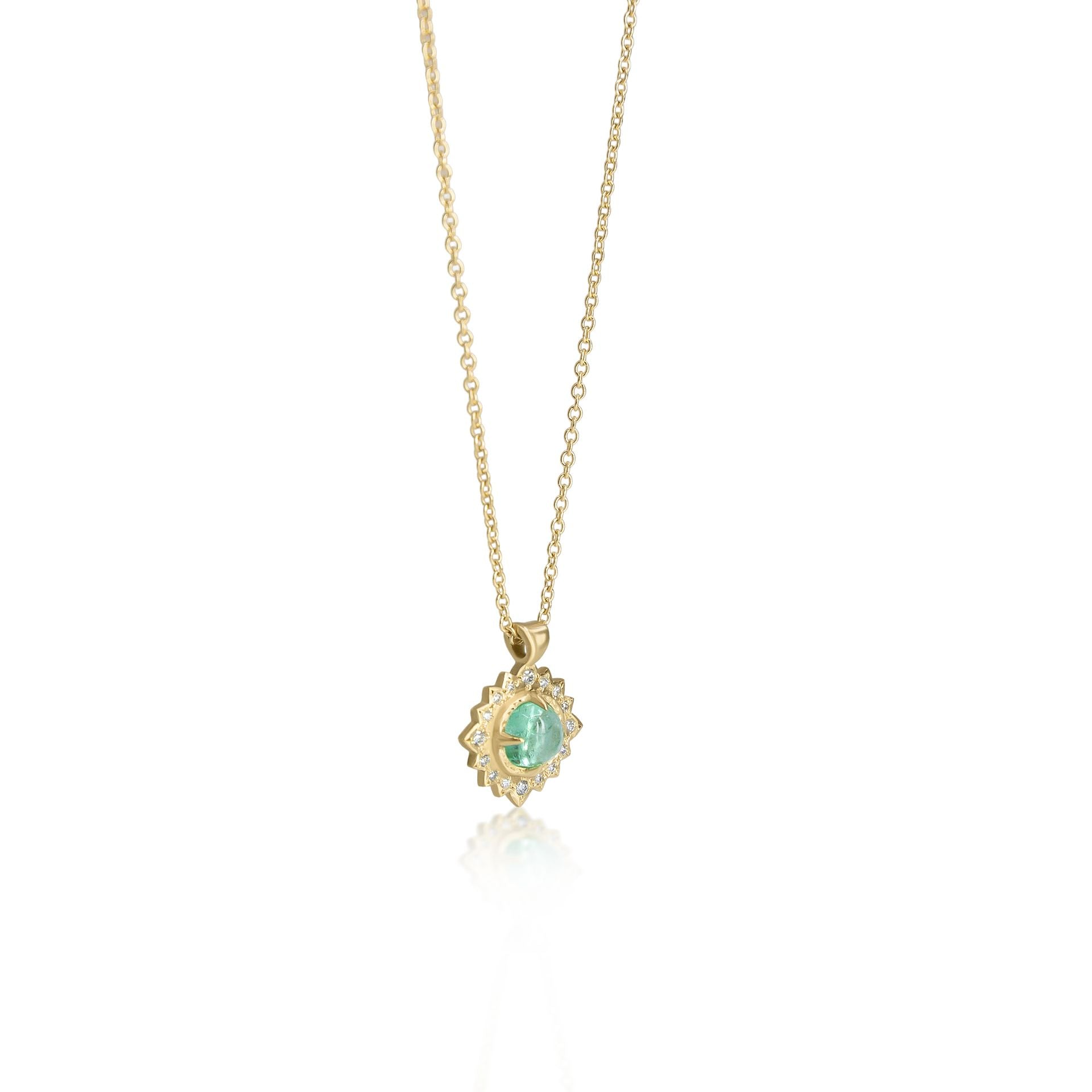 Round Emerald Flame Pendant