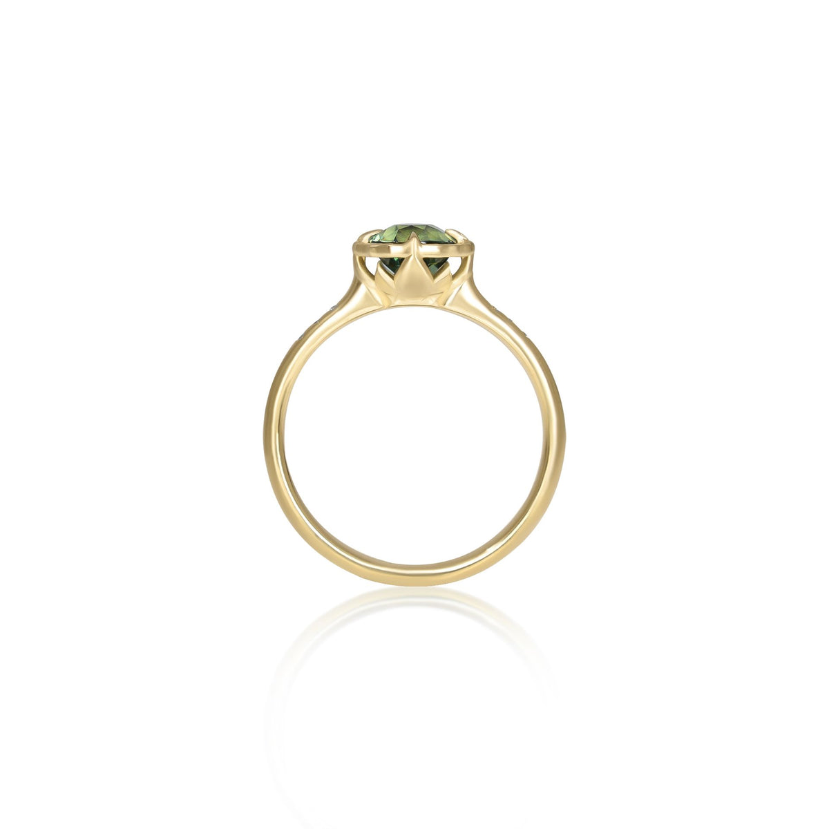 Oval Green Sapphire Lotus Ring - 1.52ct