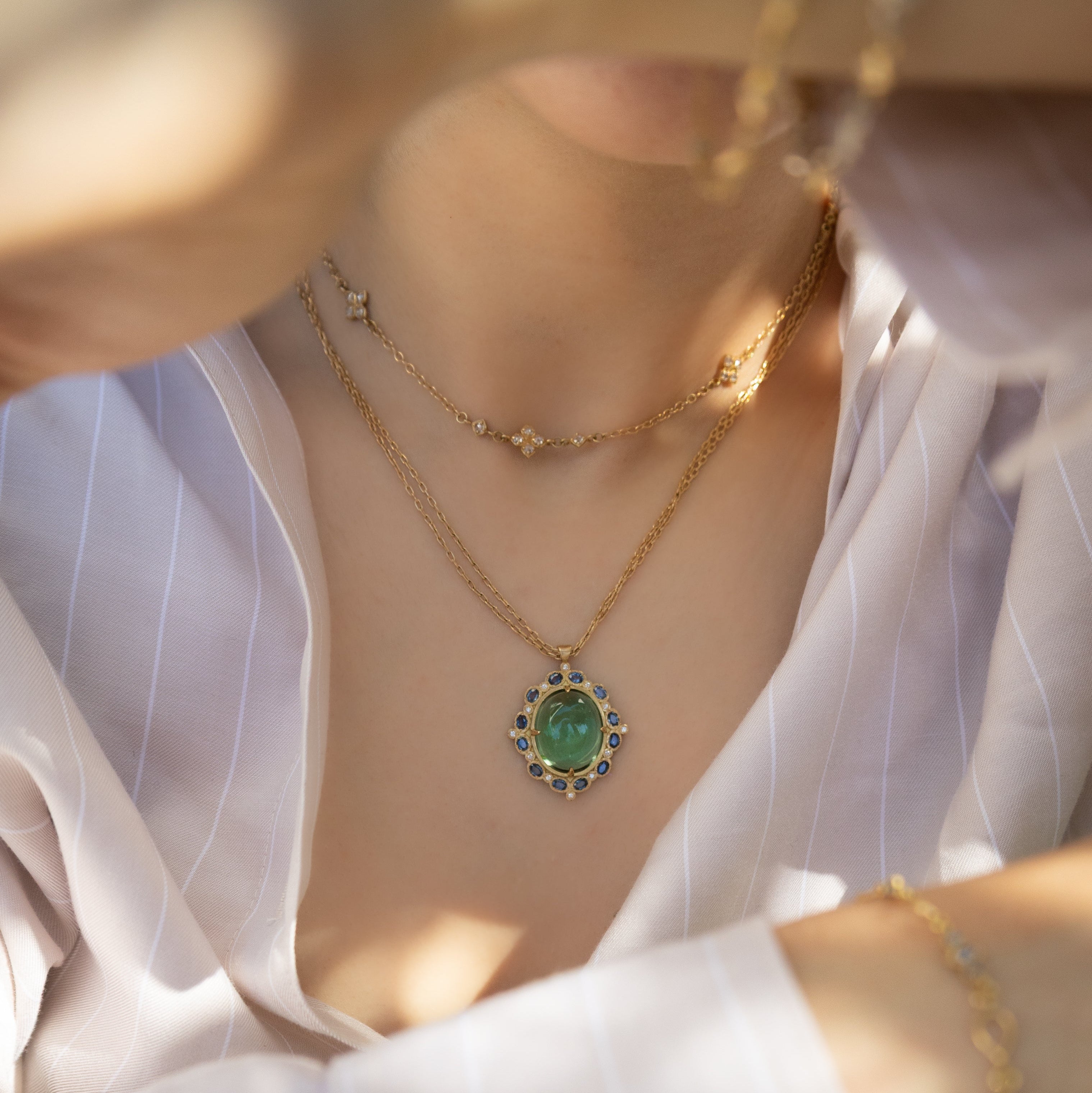 Tourmaline and Sapphire Pendant