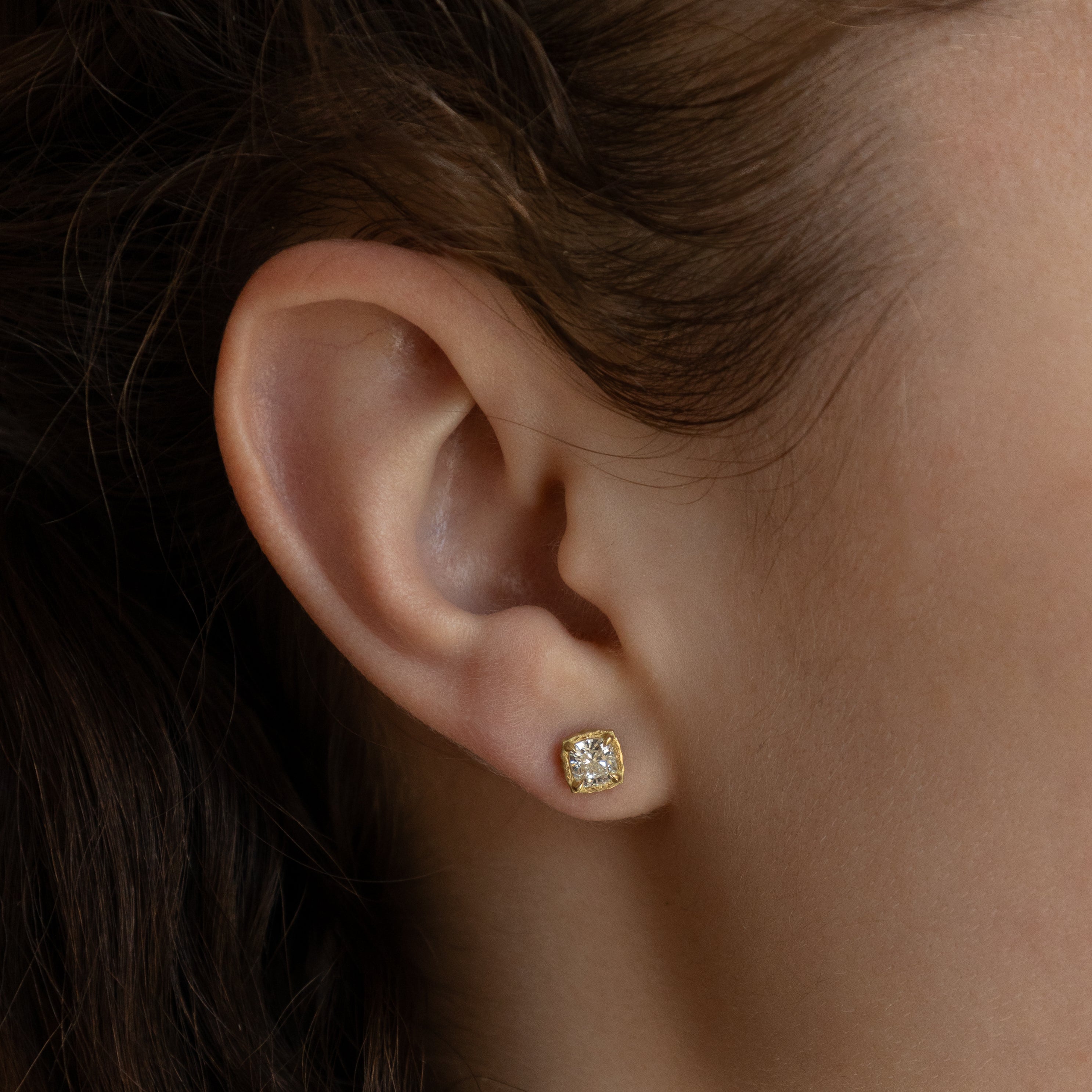 Cushion Lotus Diamond Studs