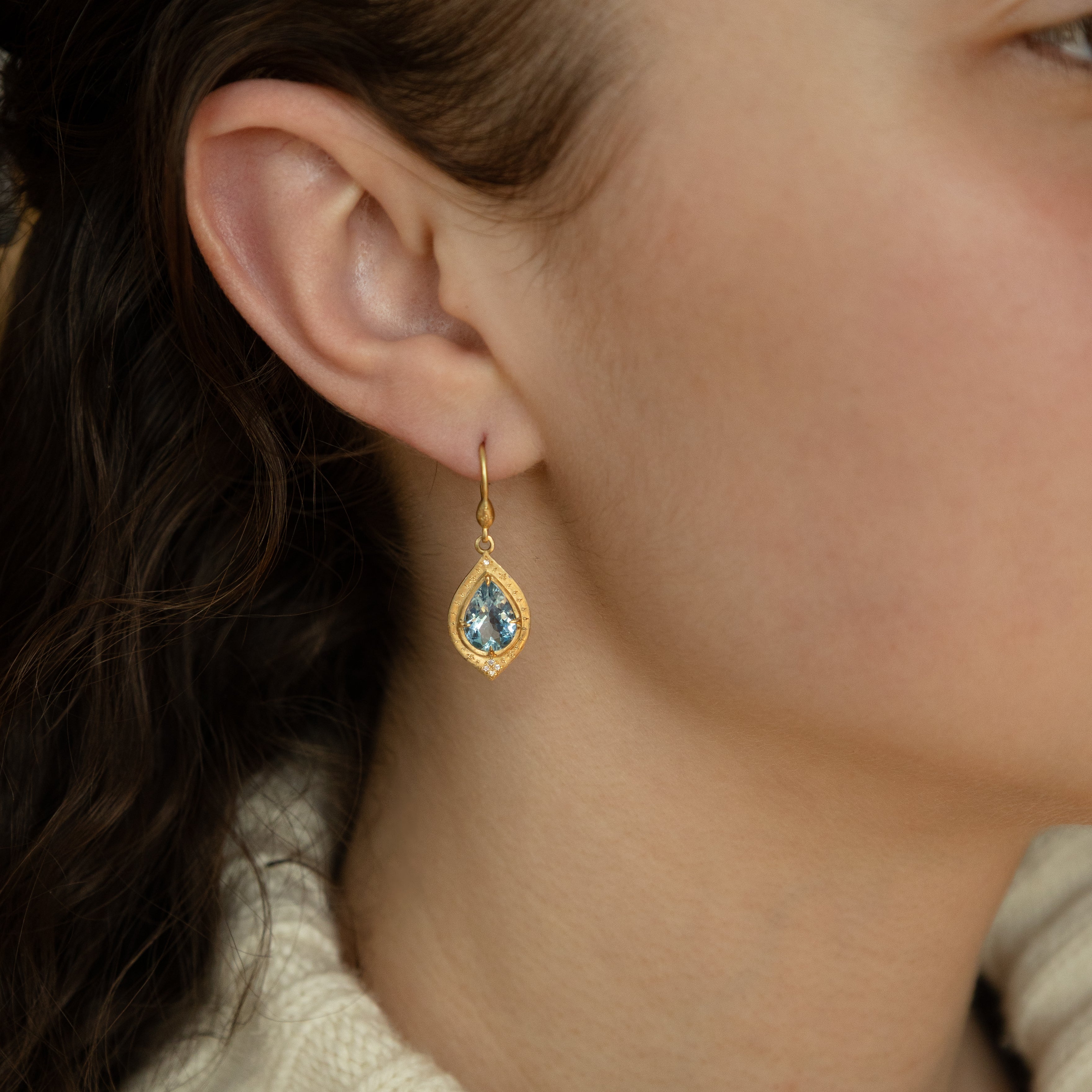 Aquamarine Basket Earrings