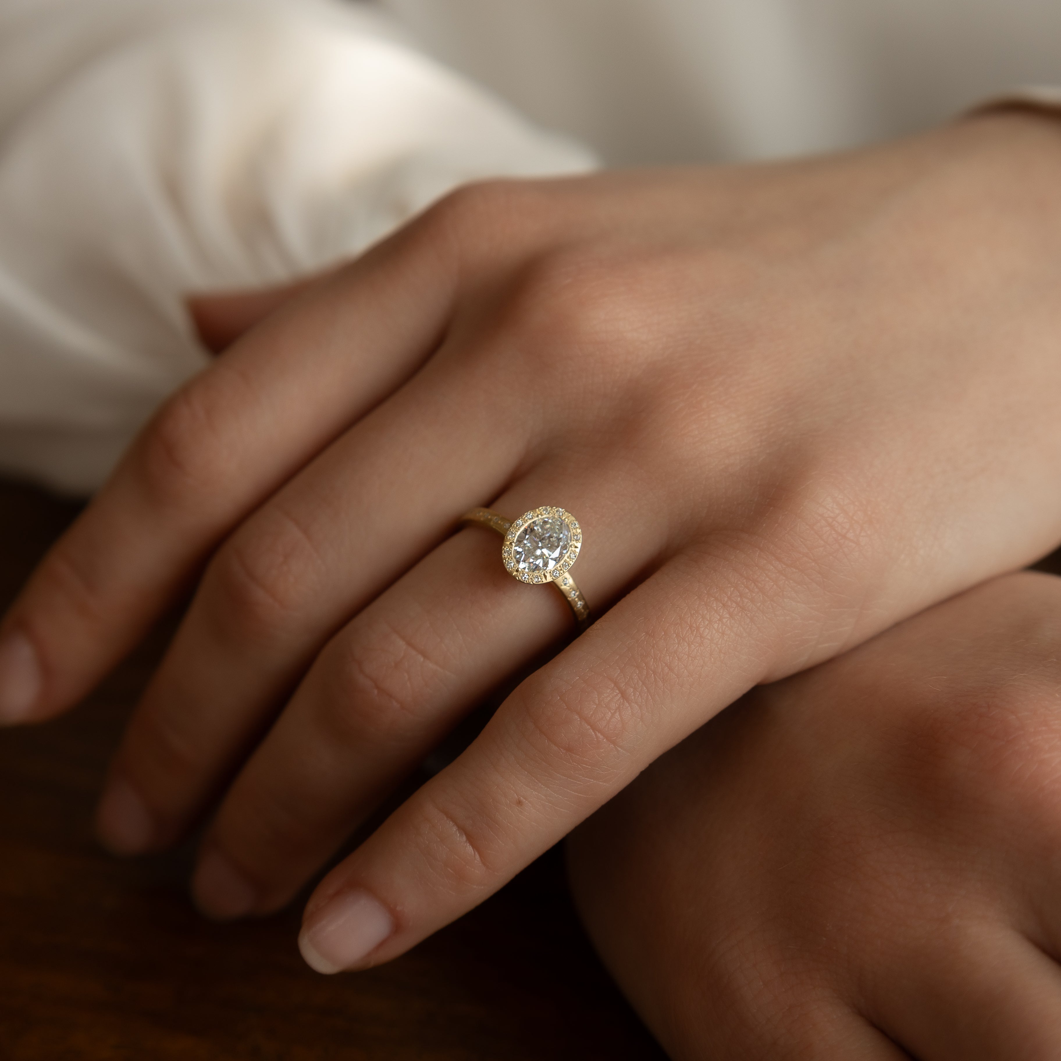 Oval Woven Halo Ring - 1.01ct