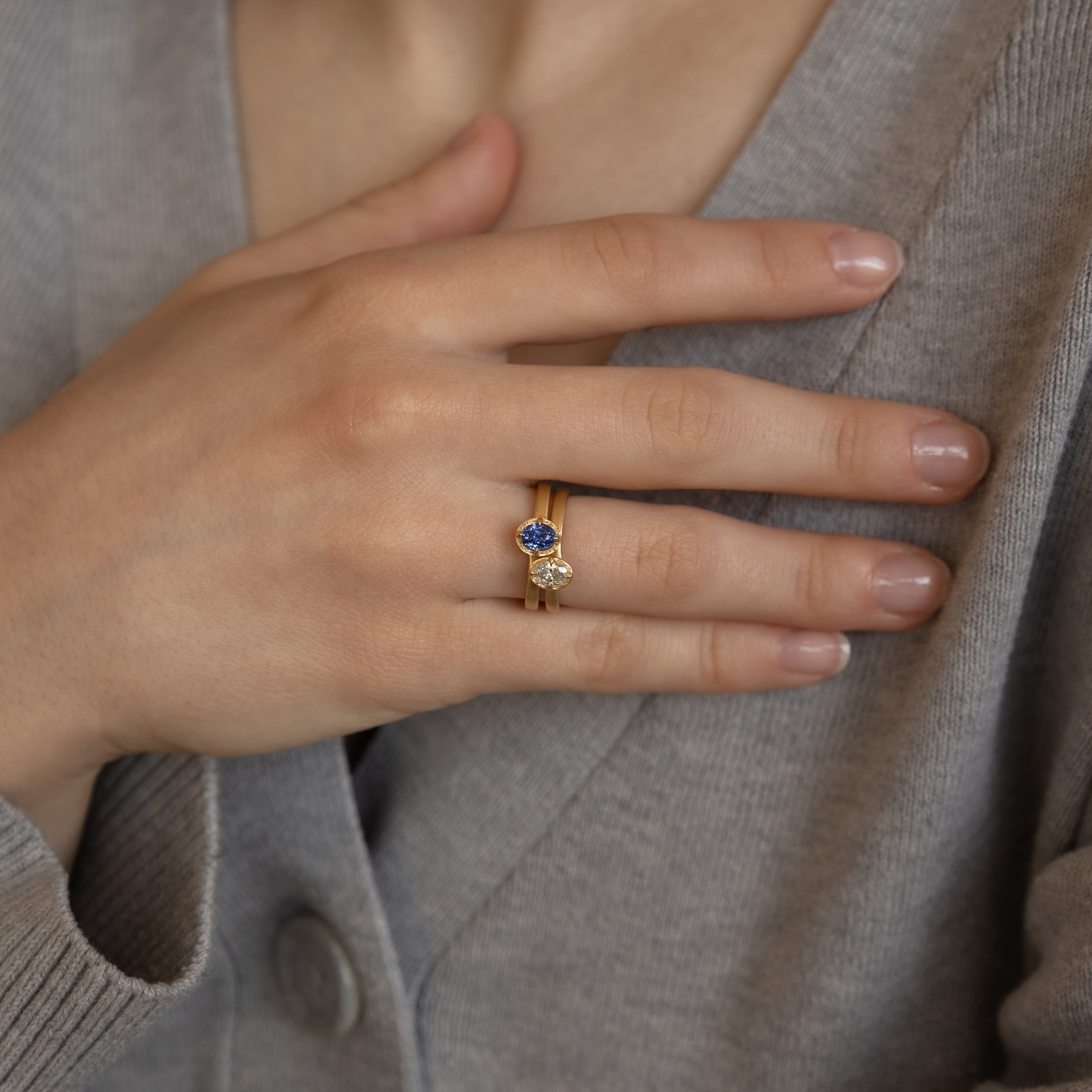 Oval Sapphire Stackable Ring