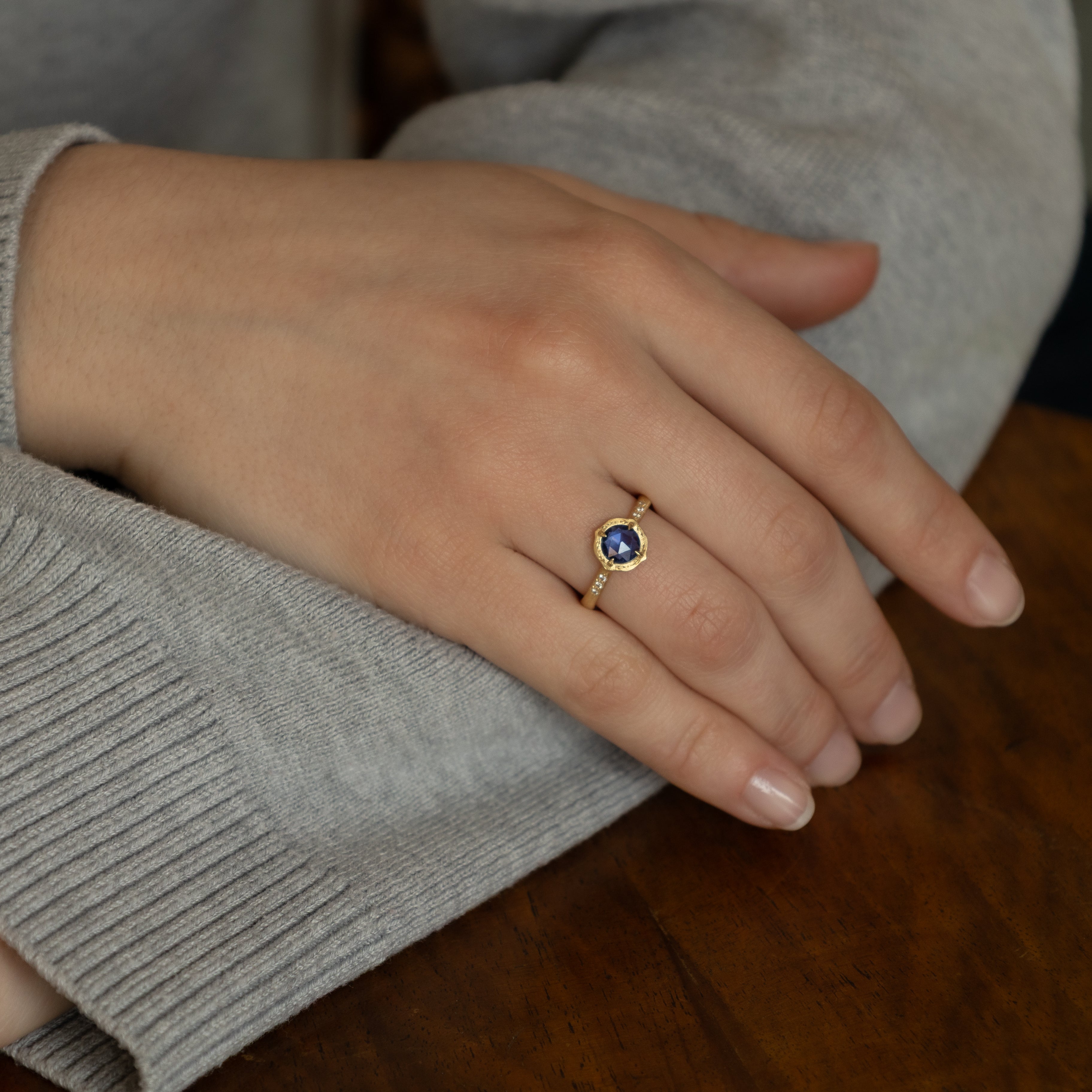 Rose Cut Sapphire Prong Ring - .84ct