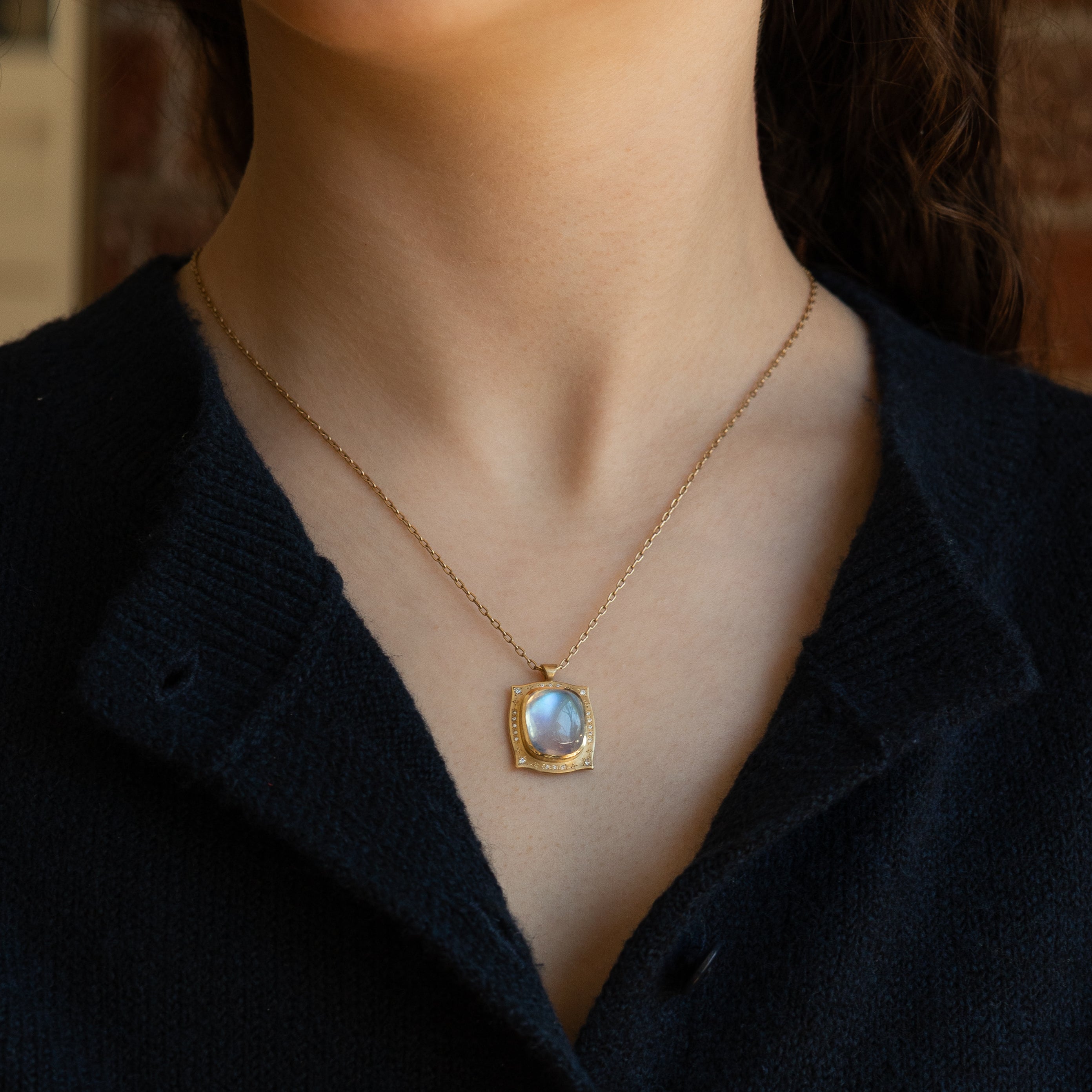 Rectangle Moonstone Pendant