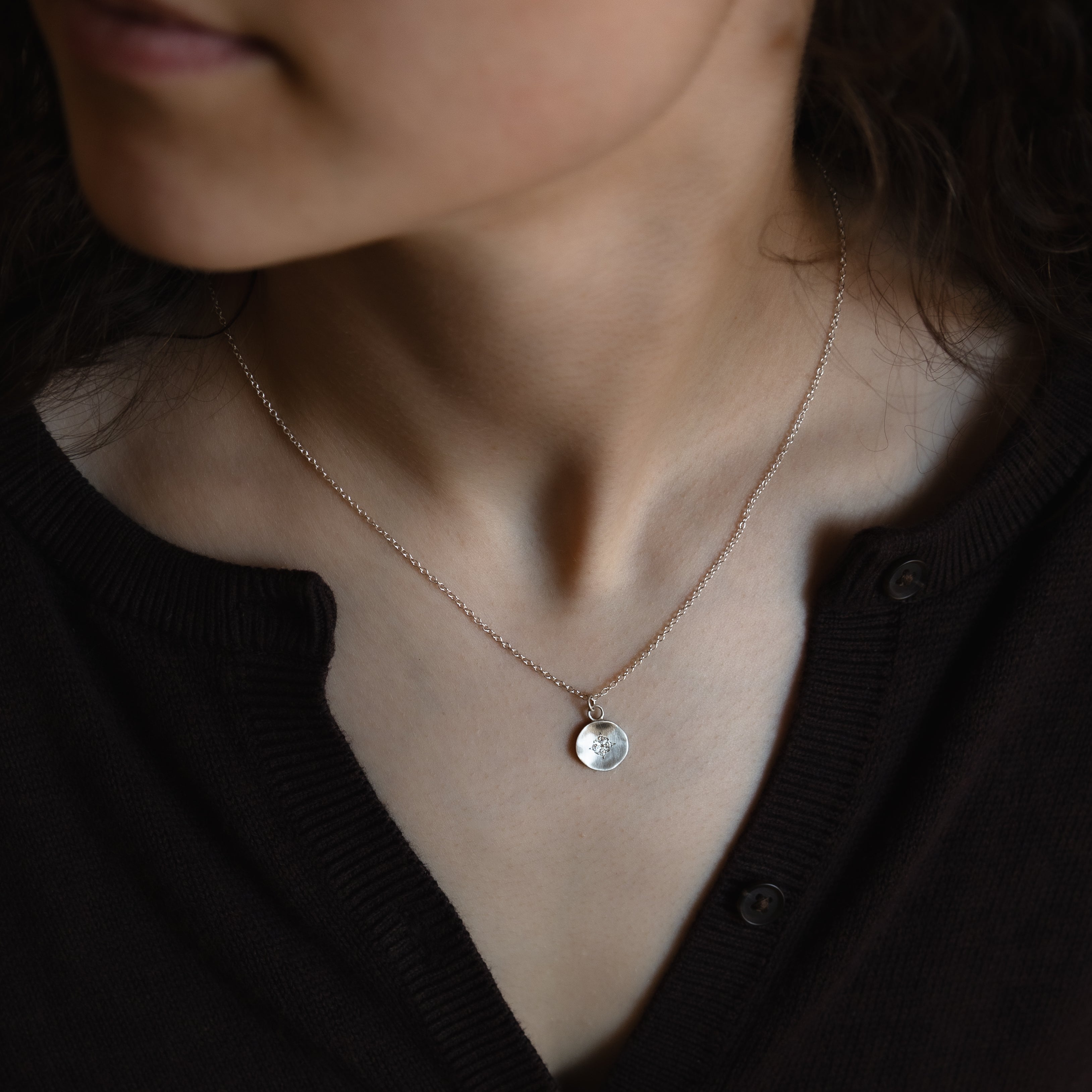 Silver Four Star Wave Pendant
