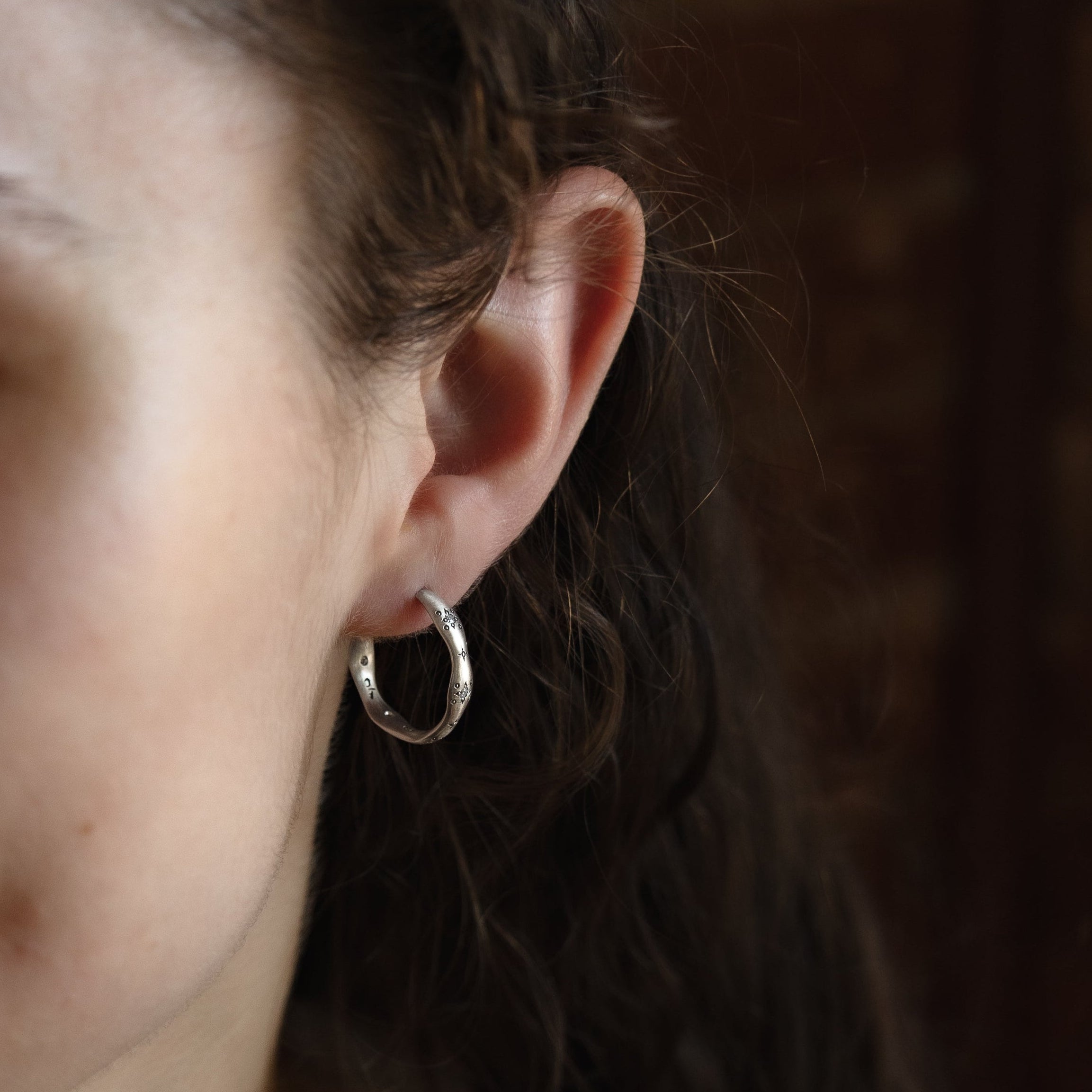 Etched Wavy Hoops