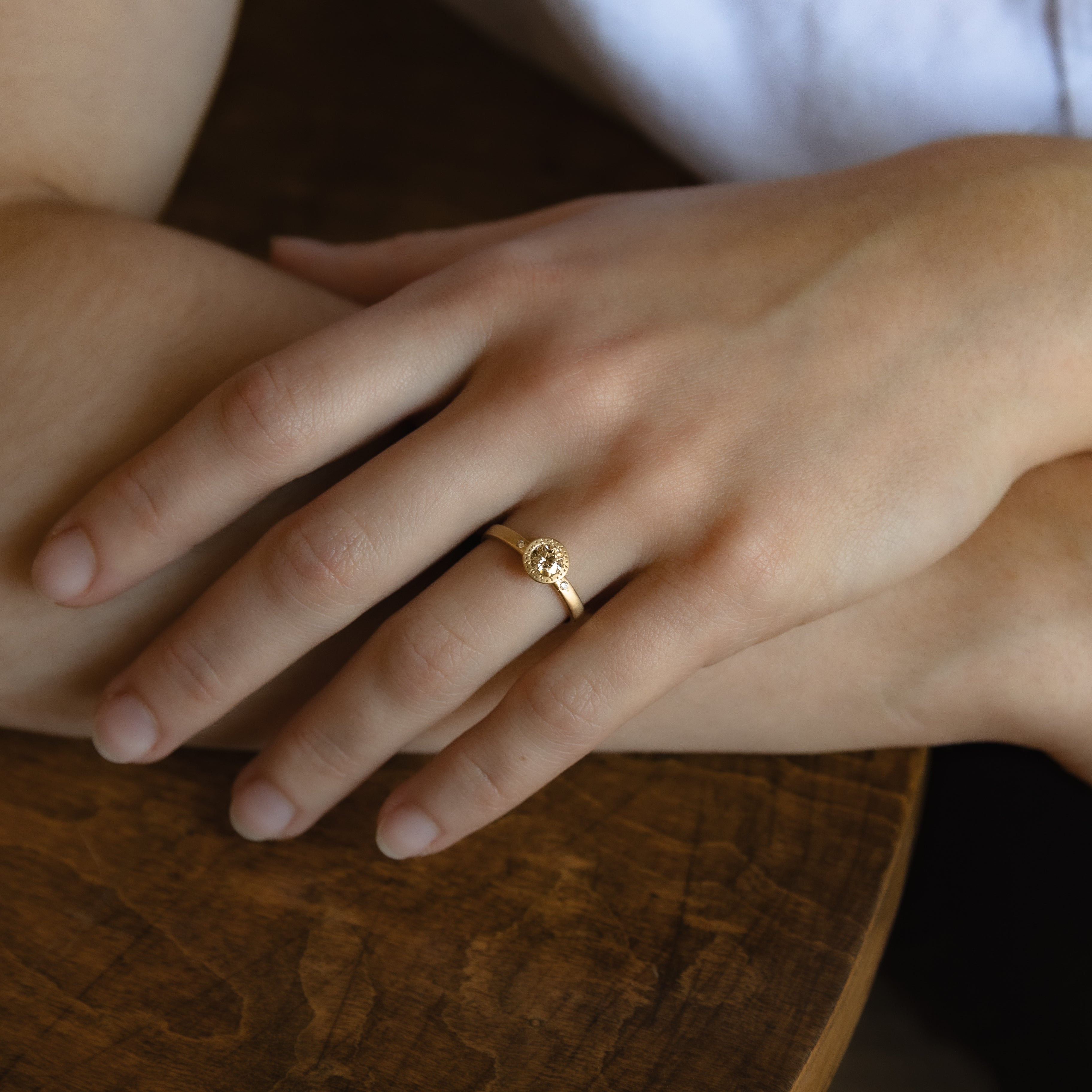 Champagne Etched Bezel Ring - 0.47ct