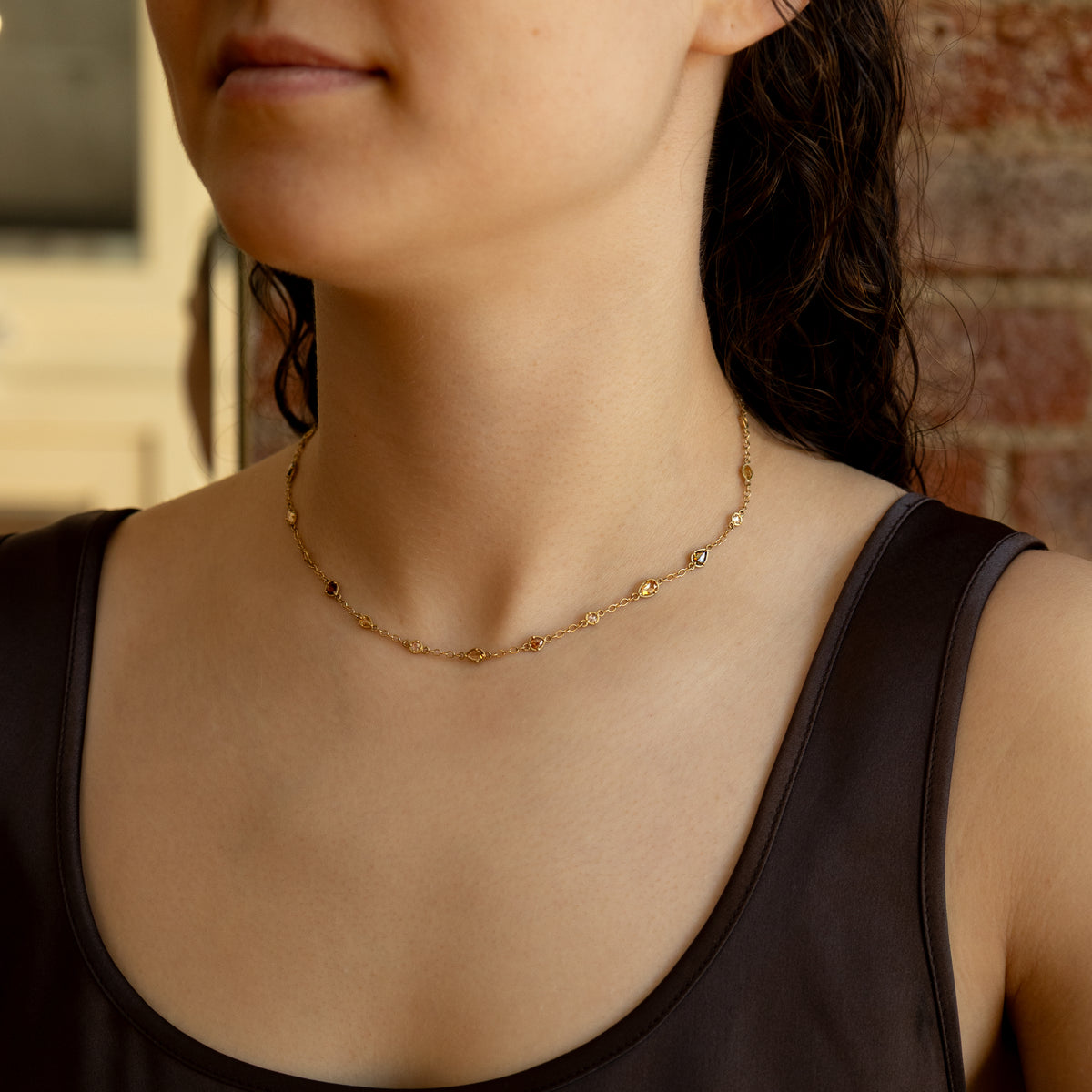 Rose Cut Yellow Diamond Necklace