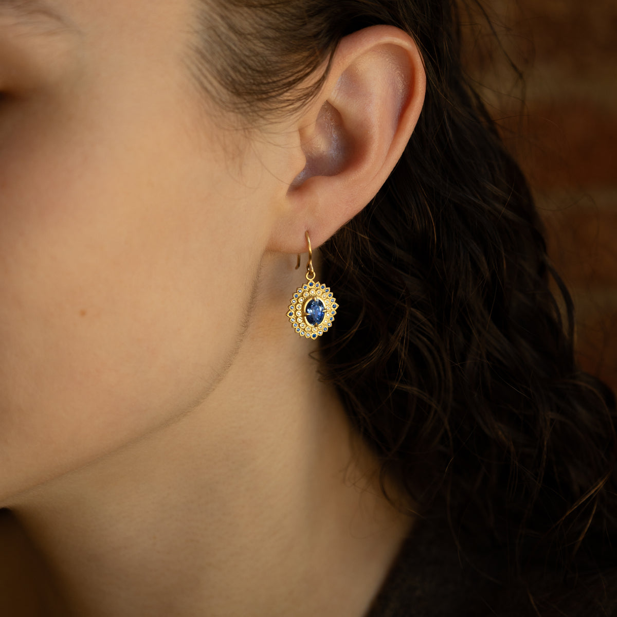 Blue Sapphire Oval Radiance Earrings