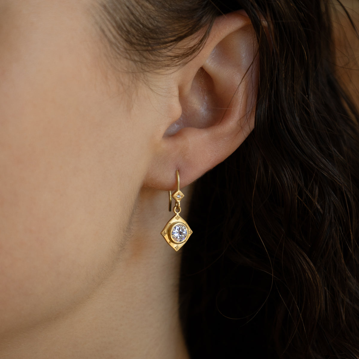 Diamond Engraved Drop Earrings