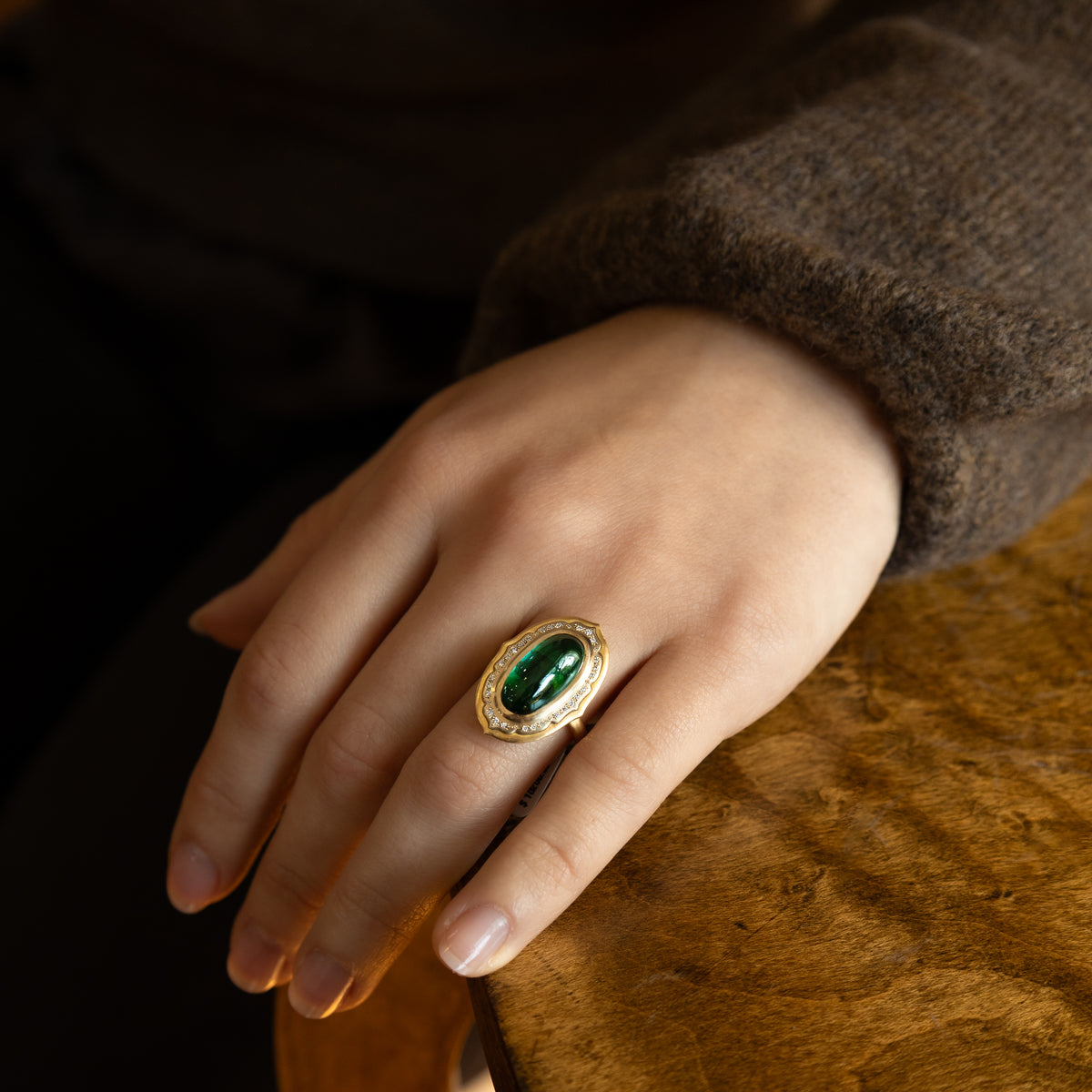 Green Tourmaline Stillwater Ring