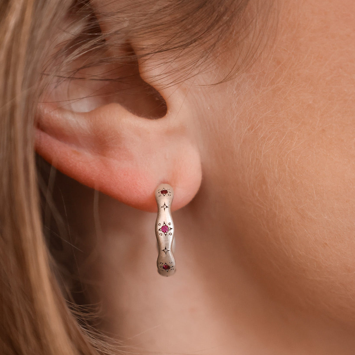 Etched Wavy Hoops