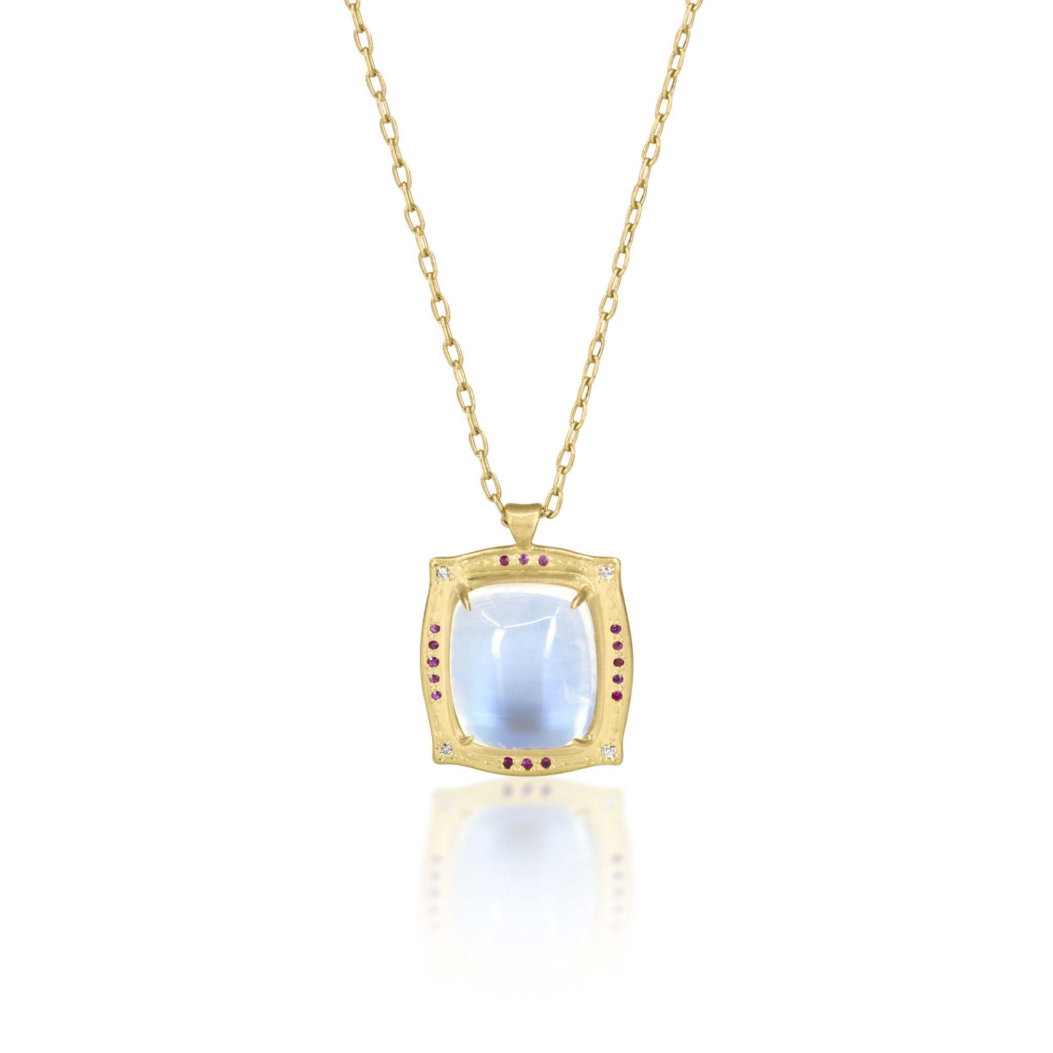Rectangle Moonstone Pendant With Engraving