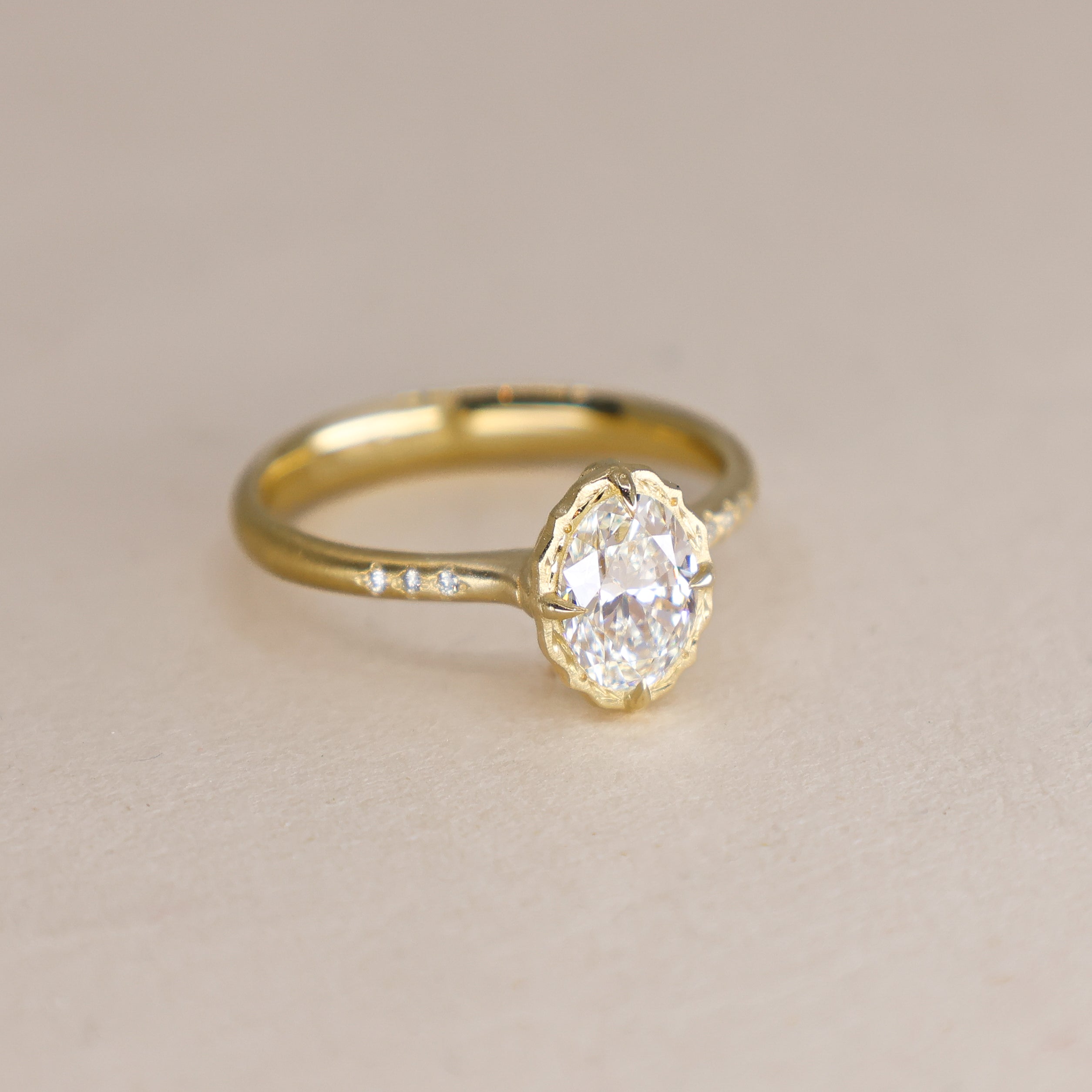 Oval Lotus Diamond Ring