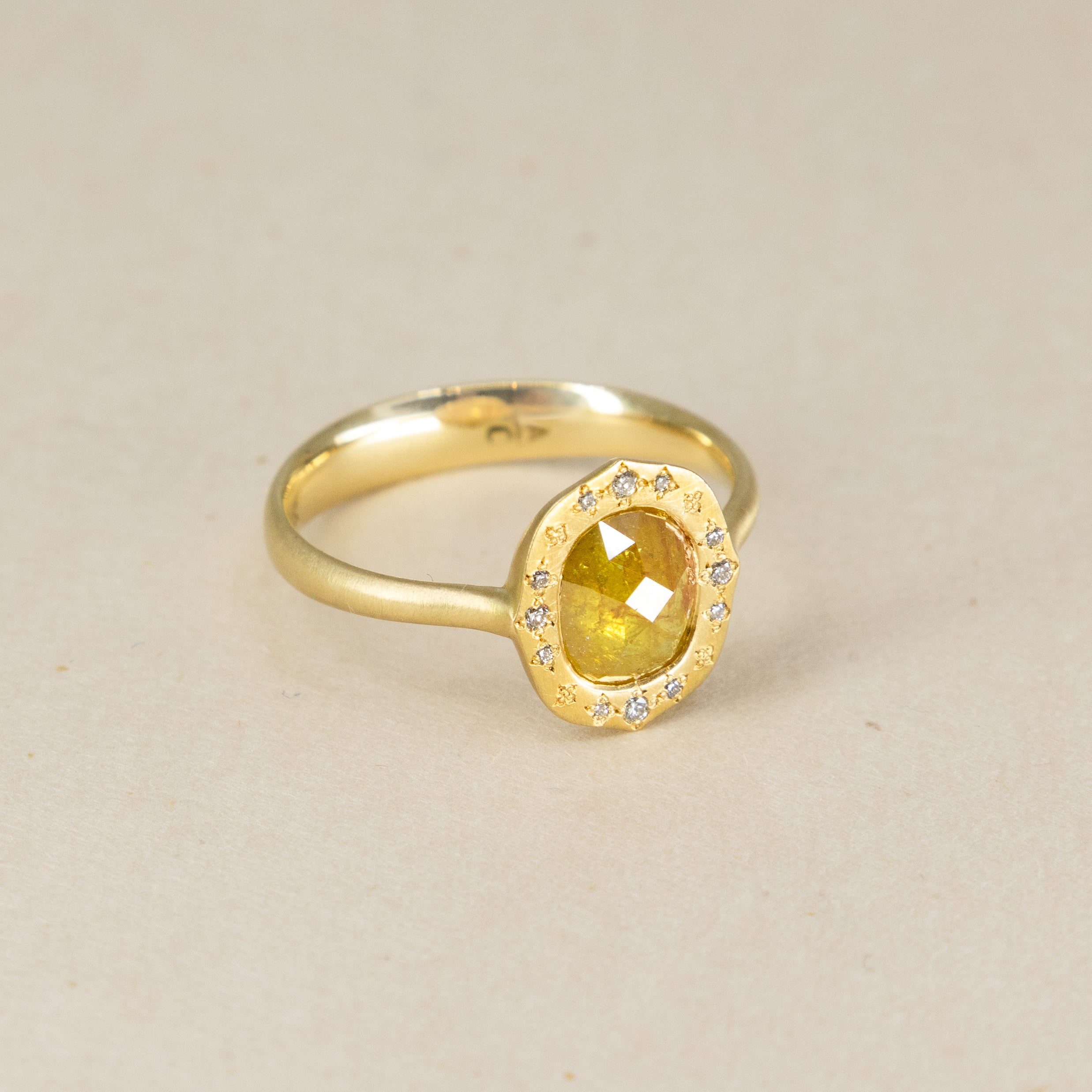 Yellow Orange Diamond Rose Cut Ring