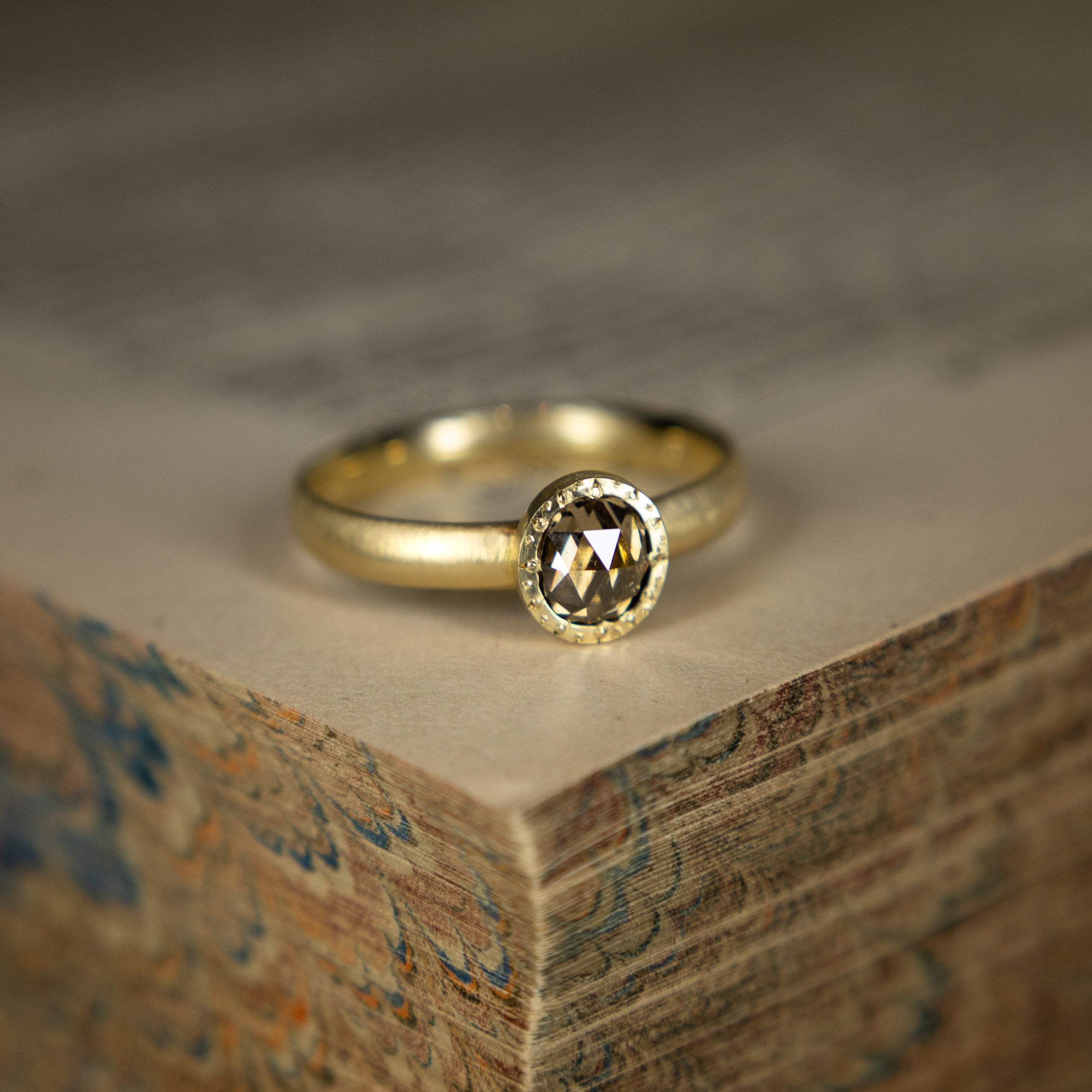 Rose Cut Chocolate Diamond Ring