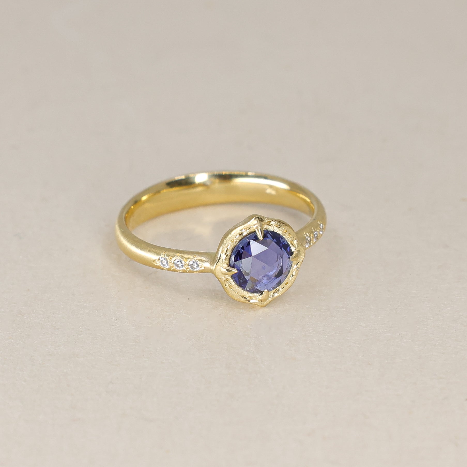 Rose Cut Sapphire Prong Ring