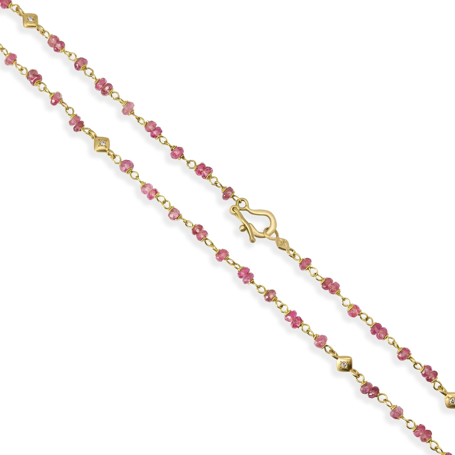 Pink Spinel Beaded Necklace - 16 Inches