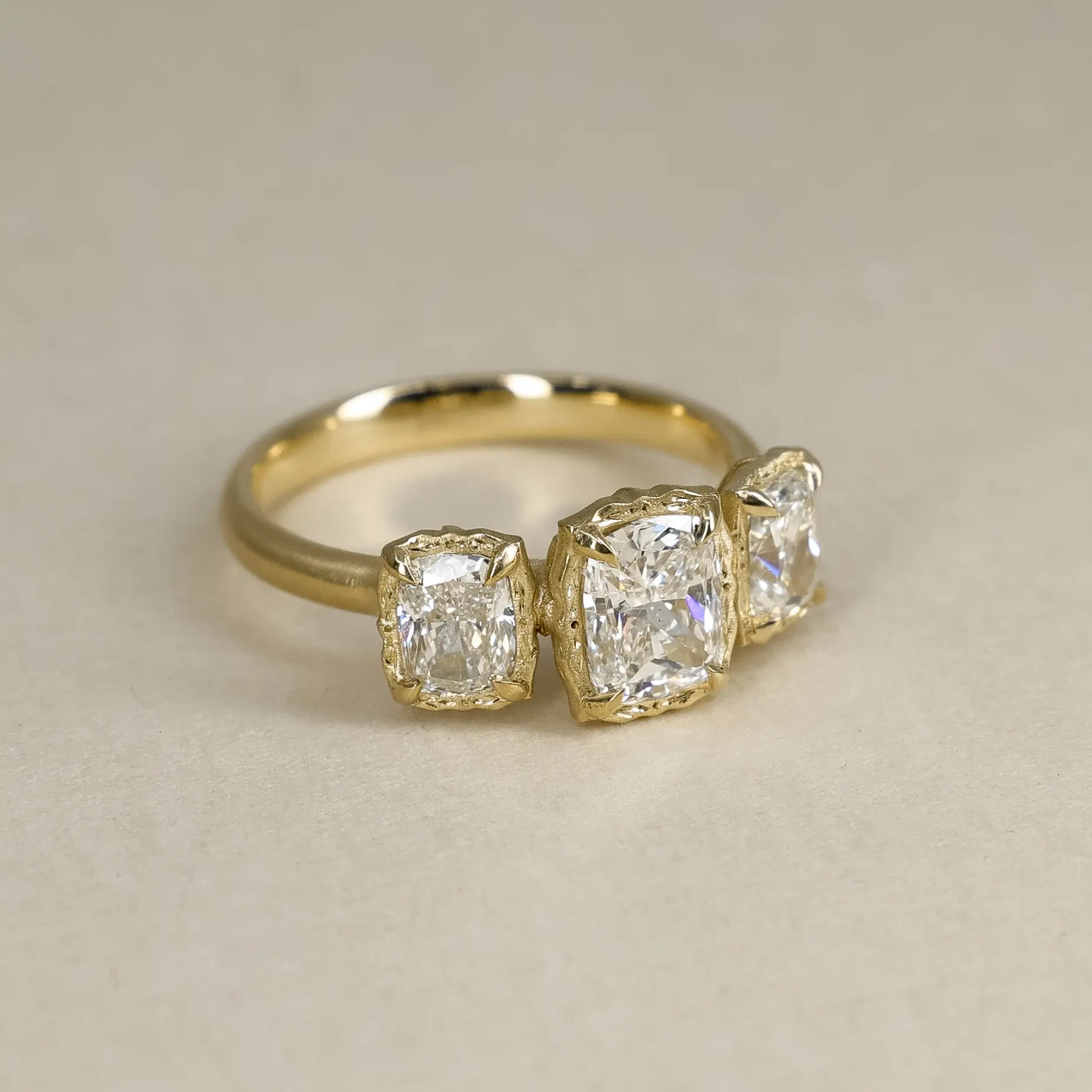 Three Stone Lotus Ring - 1.00ct center