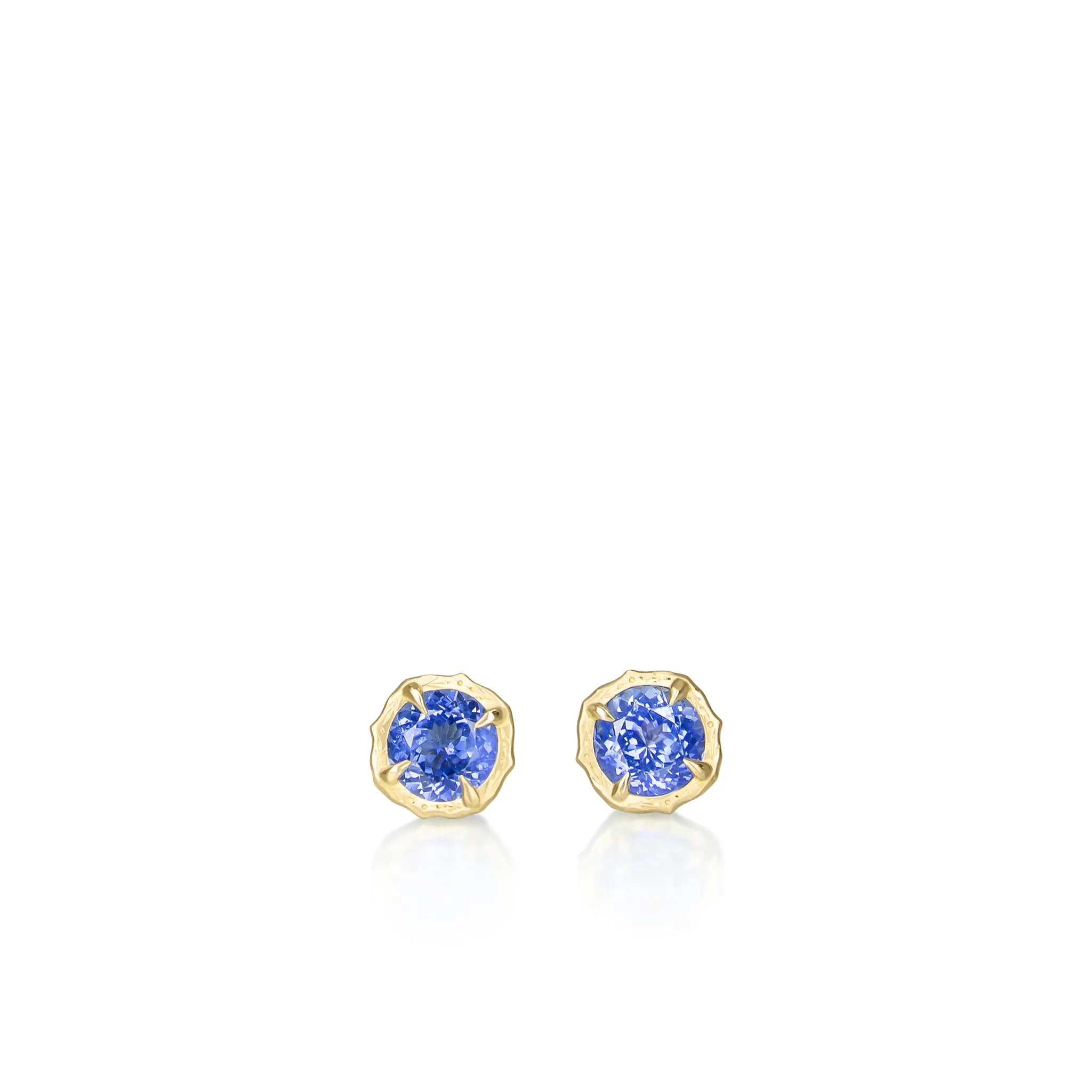 Blue Sapphire Lotus Studs