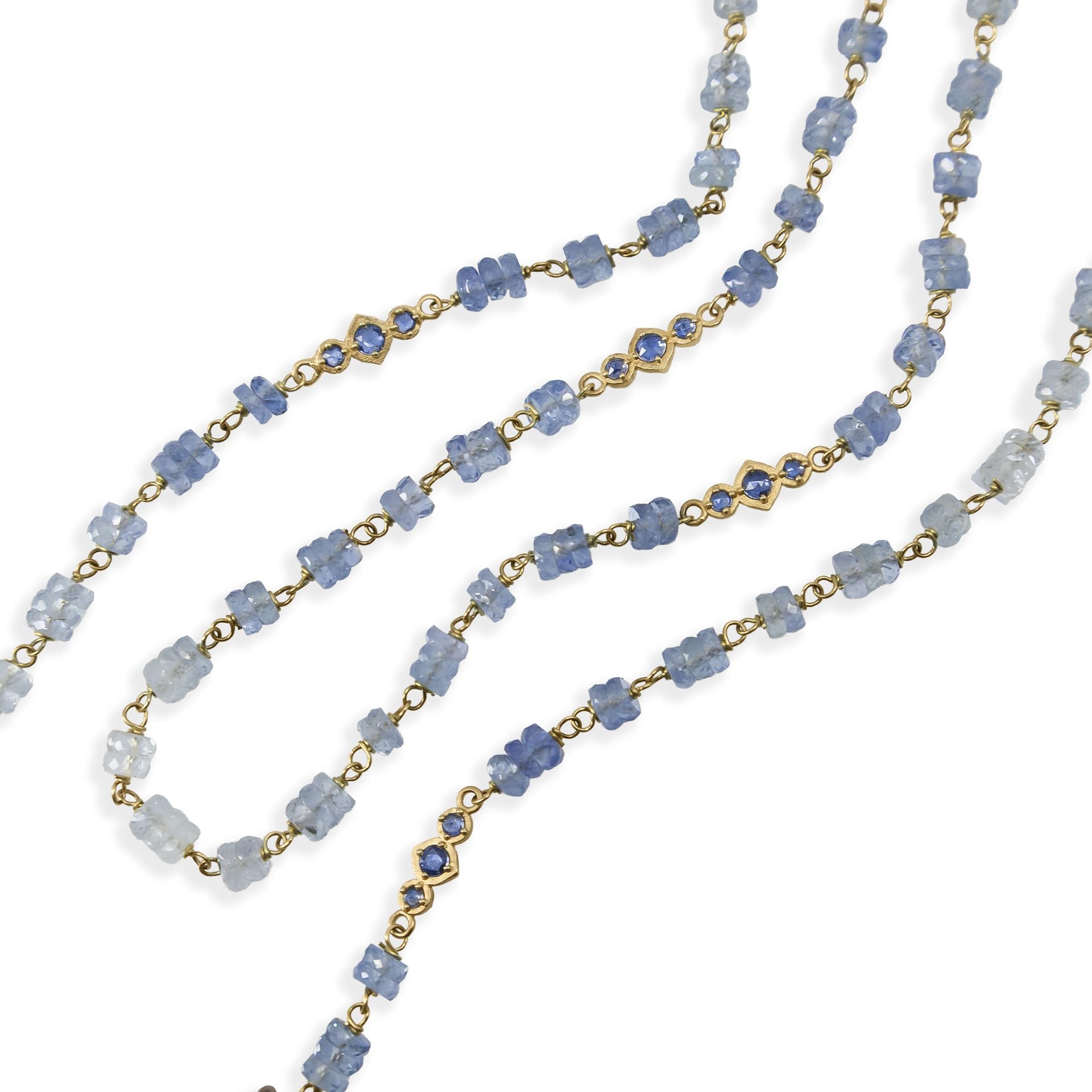Ombre Sapphire Beaded Necklace - 30 Inches