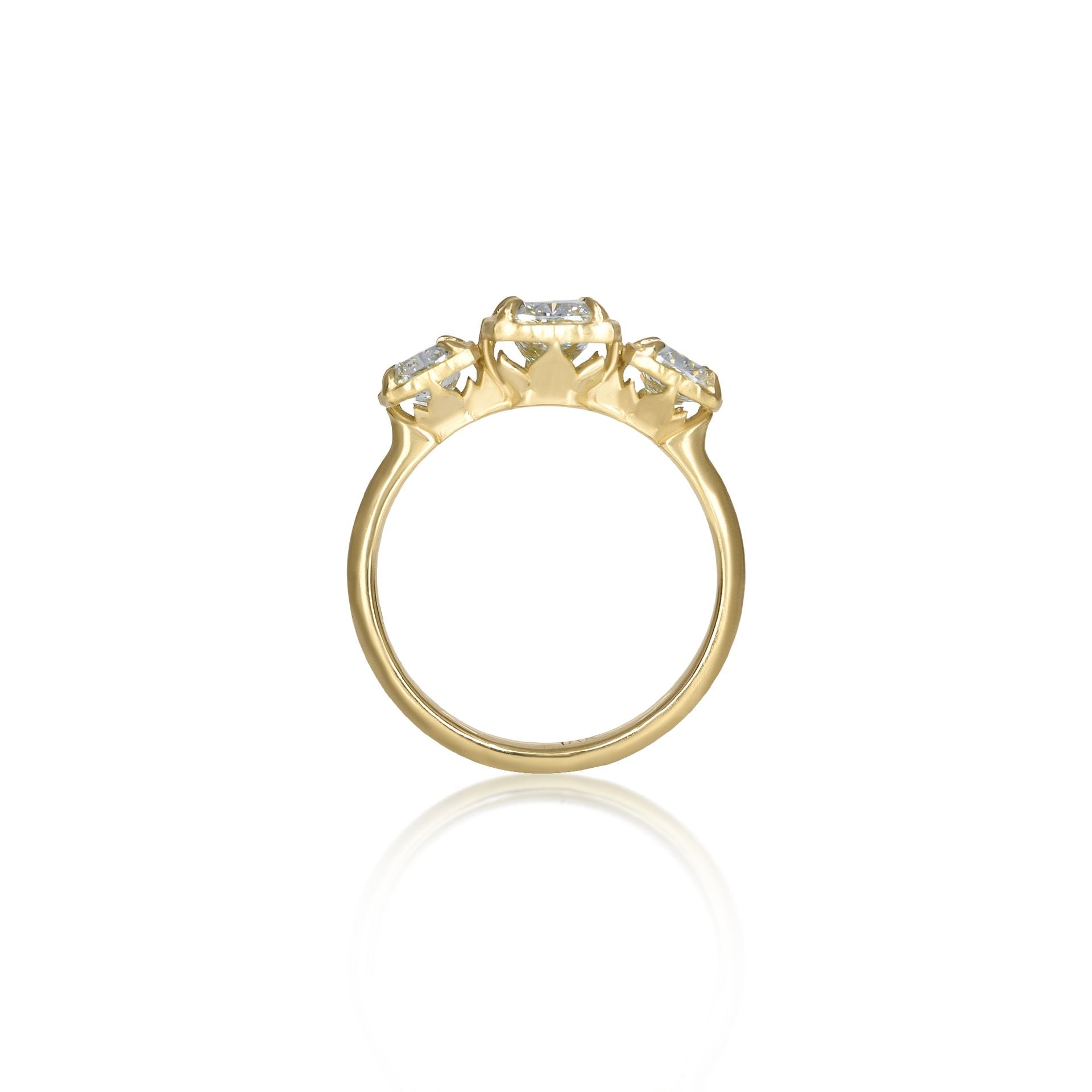 Three Stone Lotus Ring - 1.00ct center