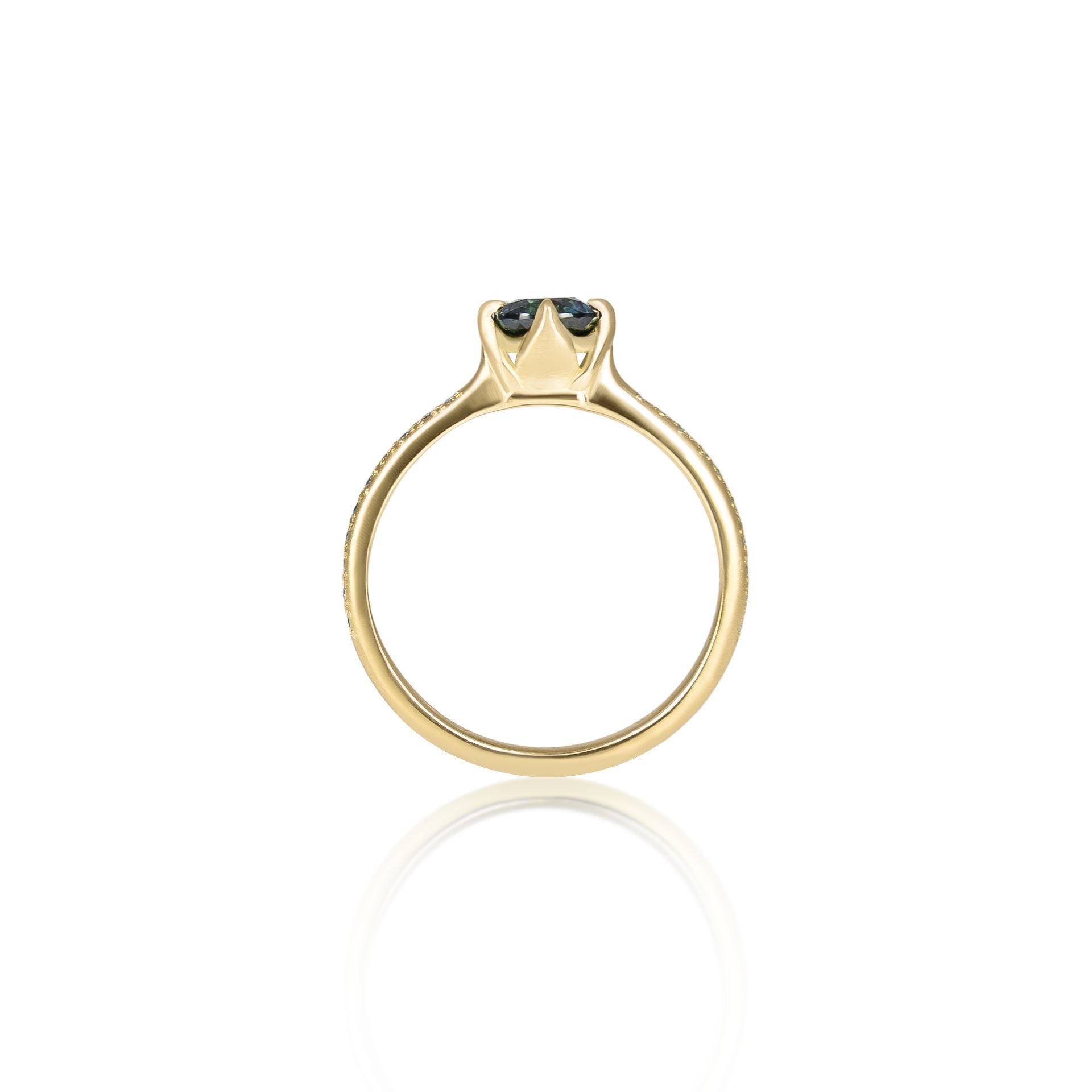Teal Sapphire Rosehip Ring - 0.76ct
