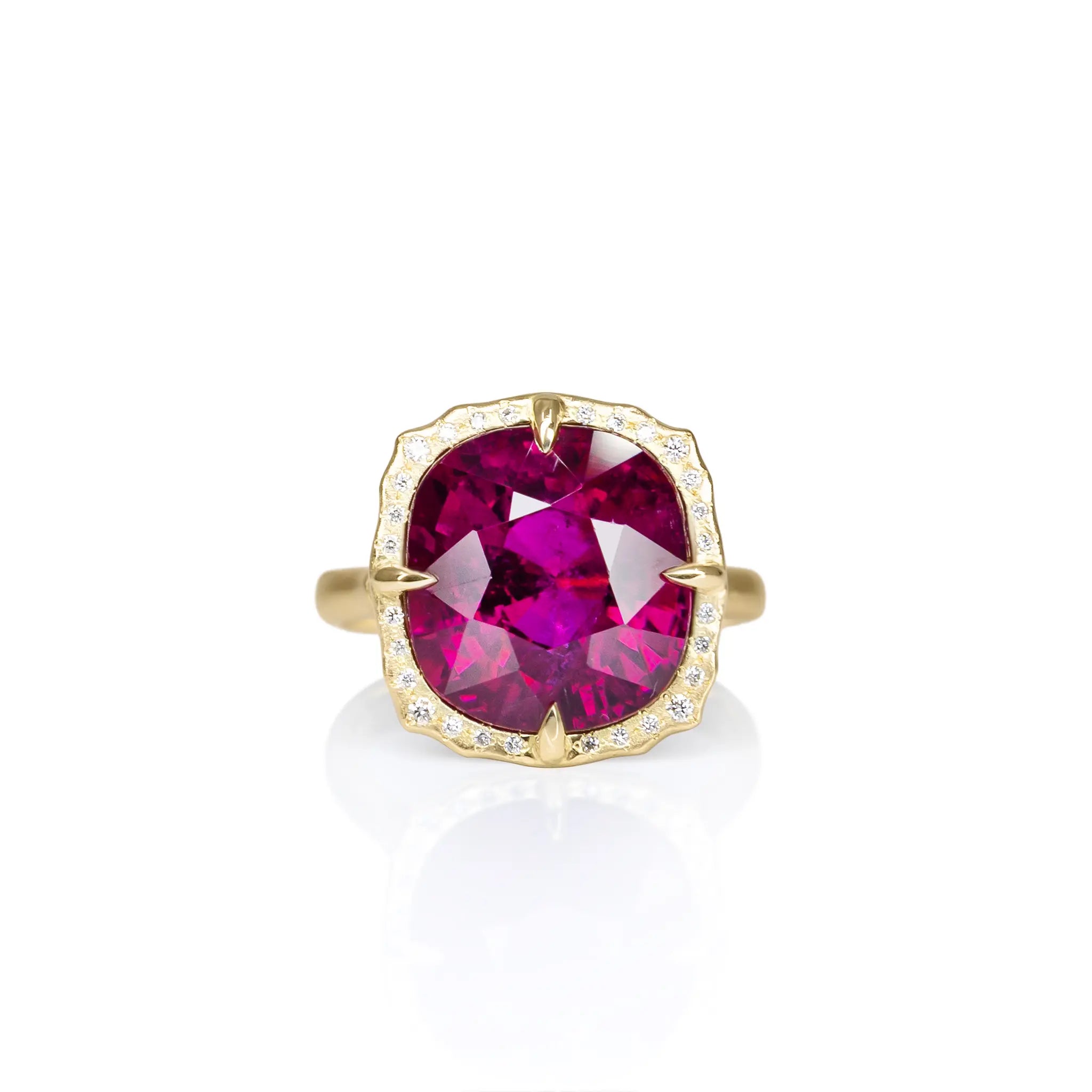 Rubellite Cushion Ring