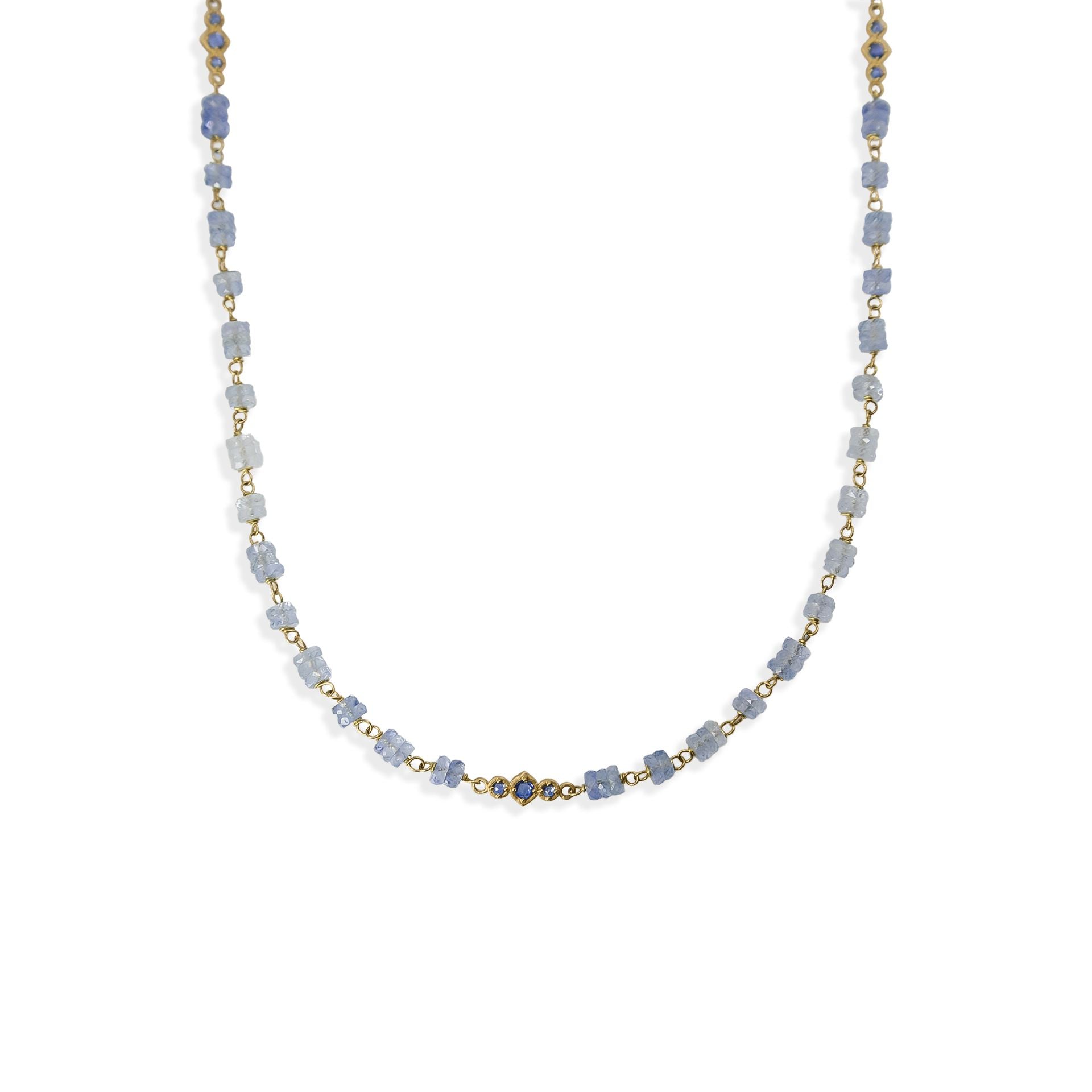 Ombre Sapphire Beaded Necklace - 30 Inches