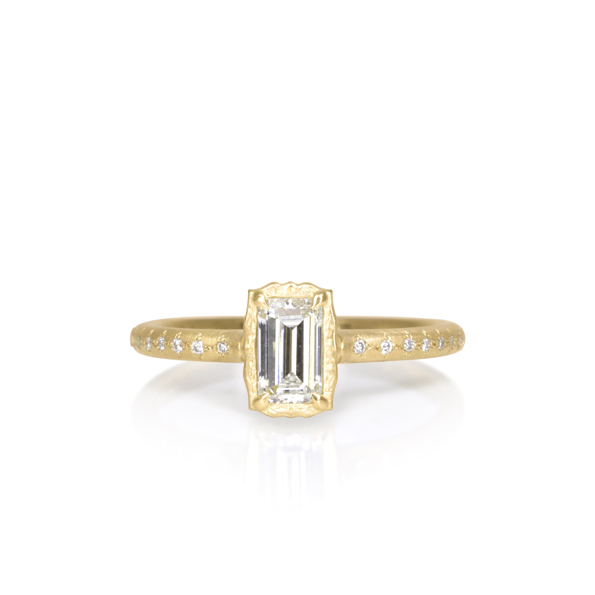 Emerald Cut Lotus Ring - .52ct