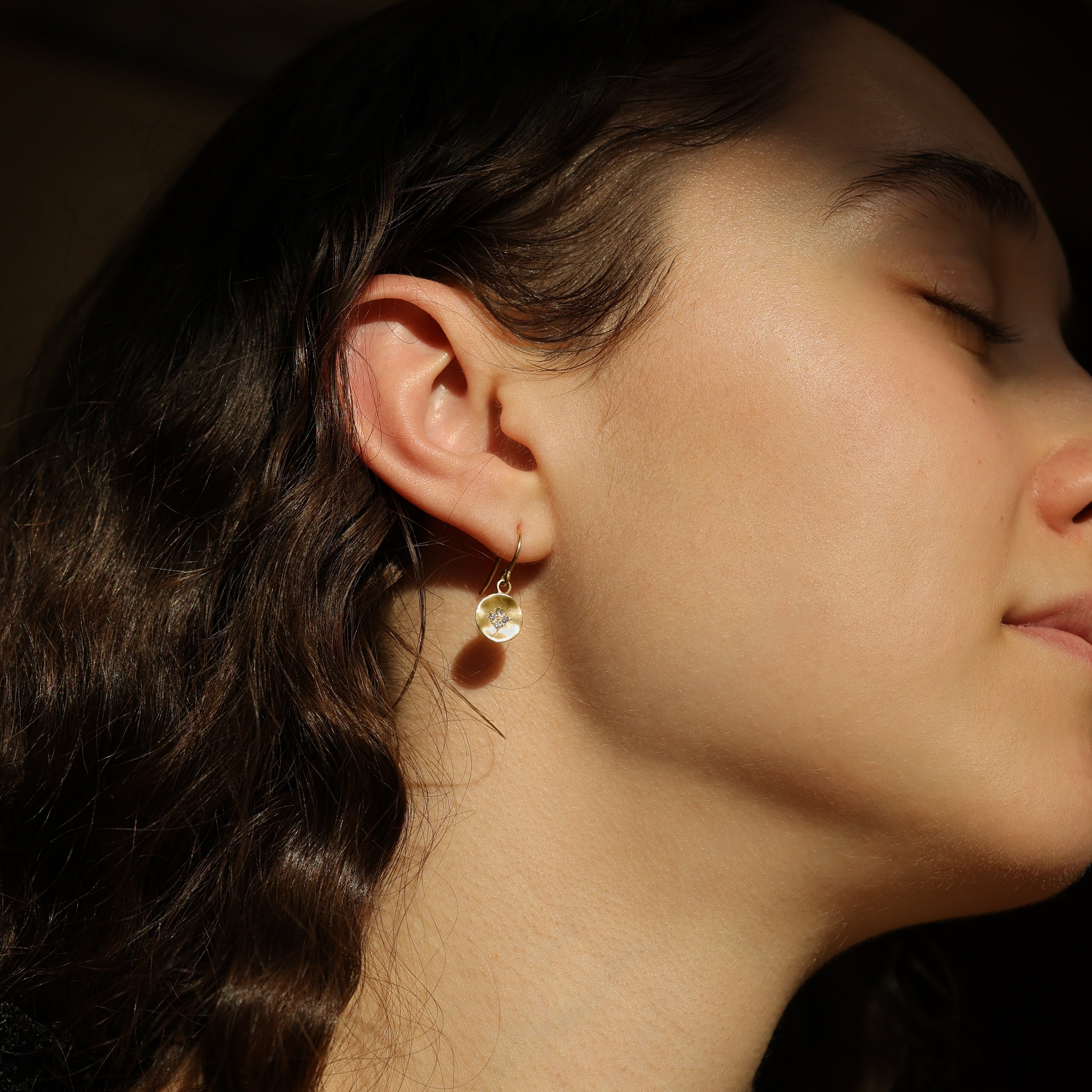 Dimond Four Star Wave Charm Earrings