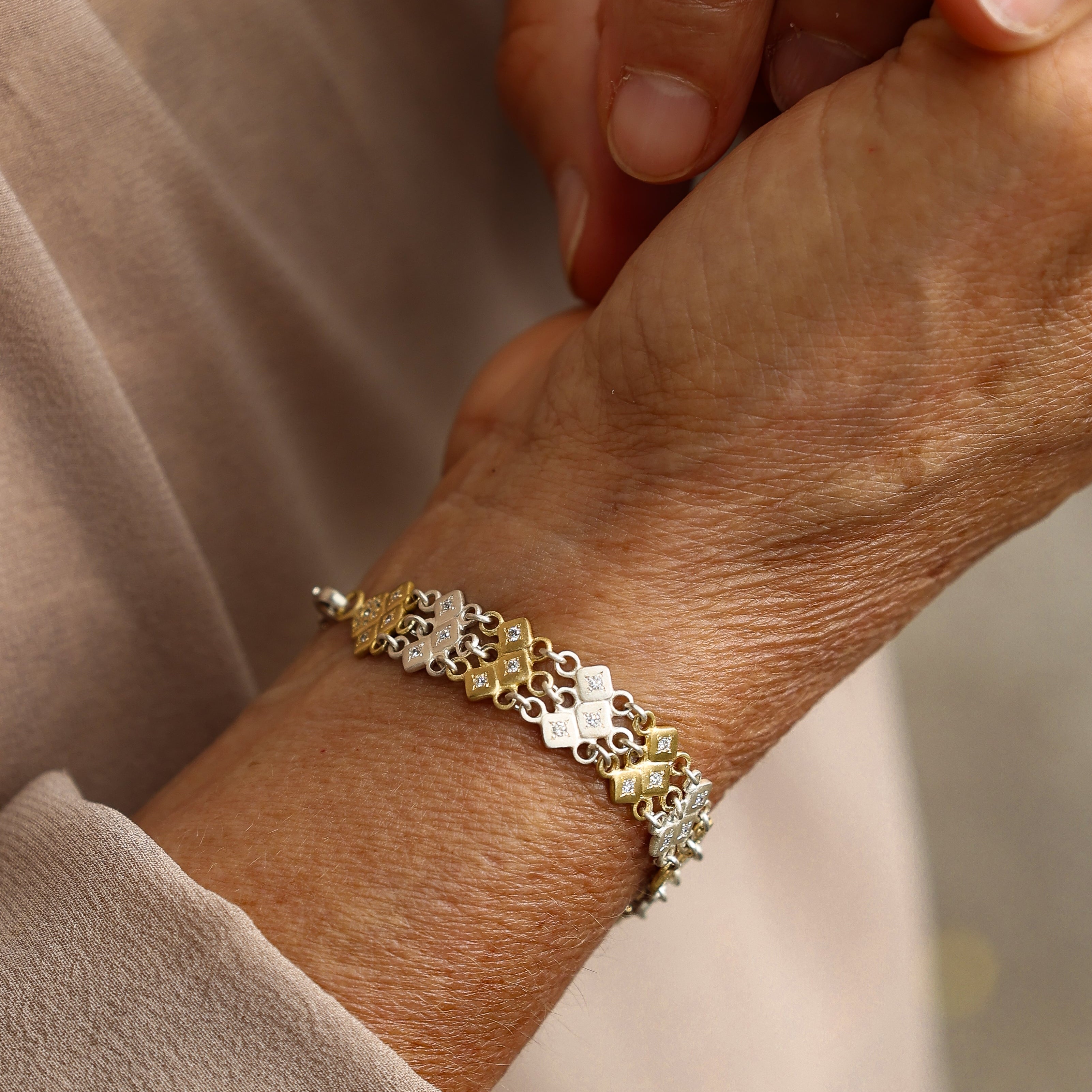 Diamond Triple Link Bracelet