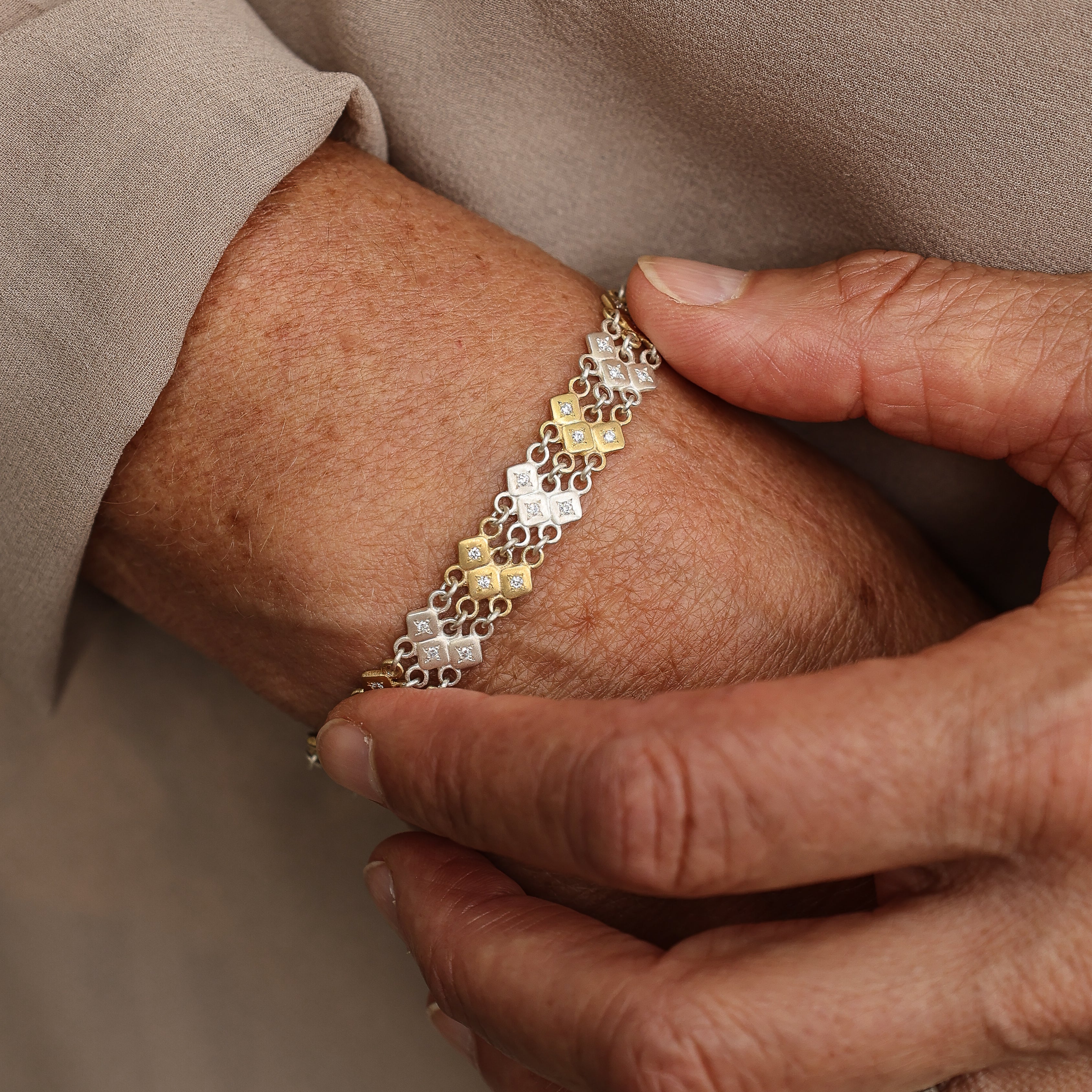 Diamond Triple Link Bracelet