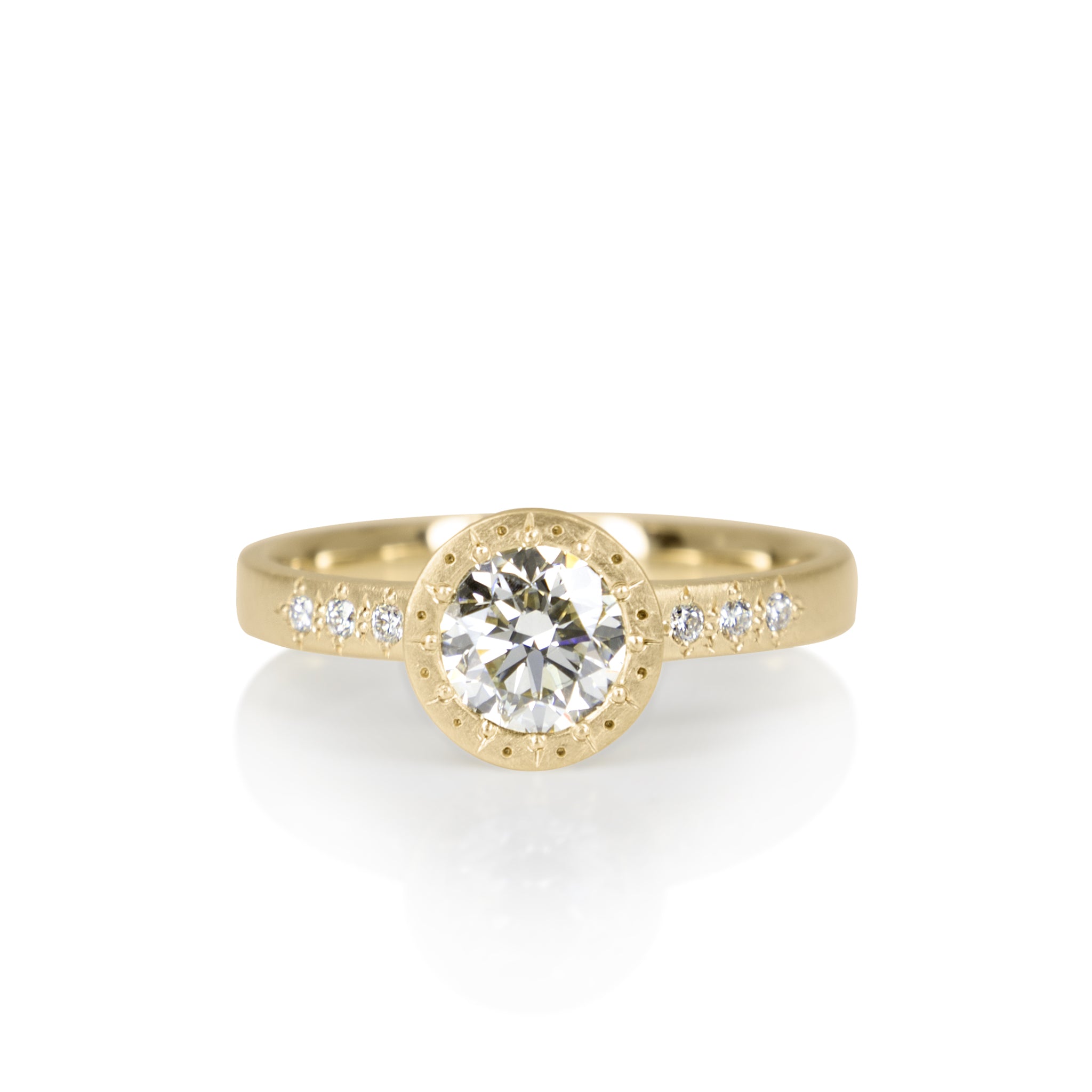 Round Etched Bezel Ring - .90ct