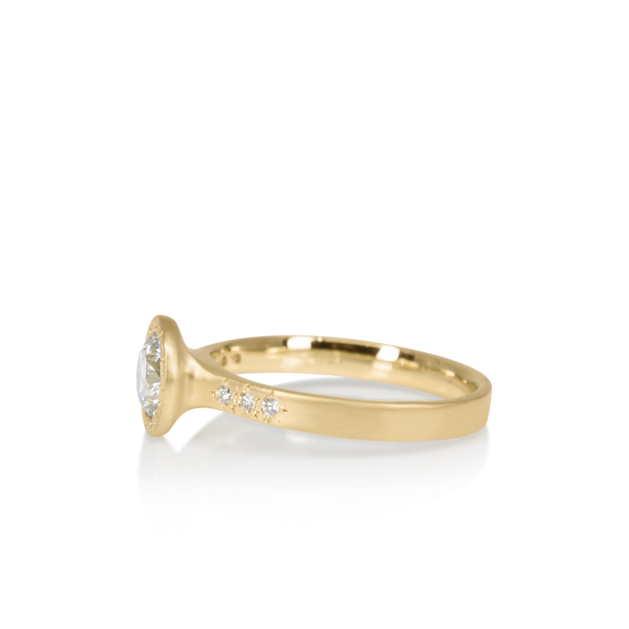 Round Etched Bezel Ring - .90ct