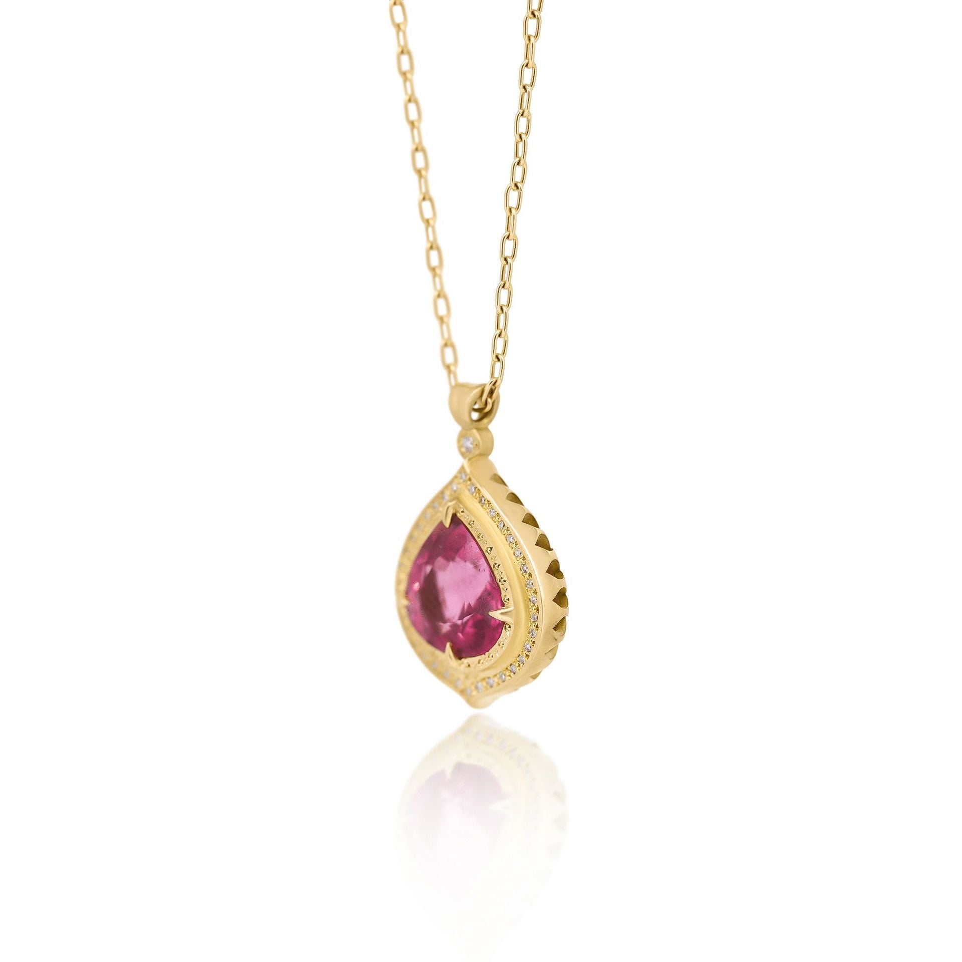 Pink Tourmaline Halo Pendant